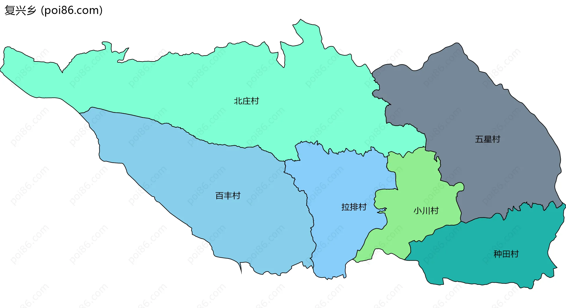 复兴乡边界地图(五级行政区划)
