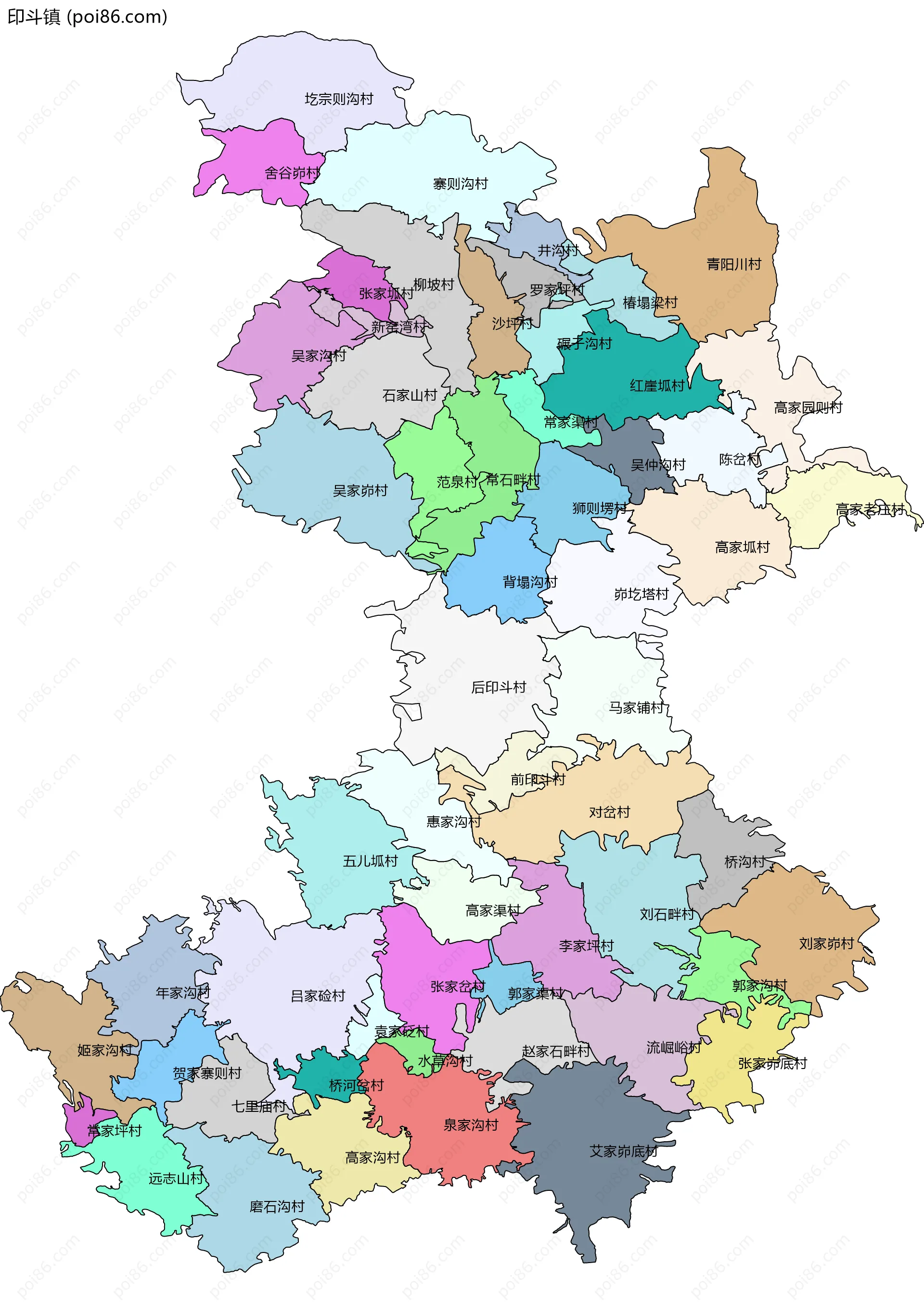 印斗镇边界地图(五级行政区划)