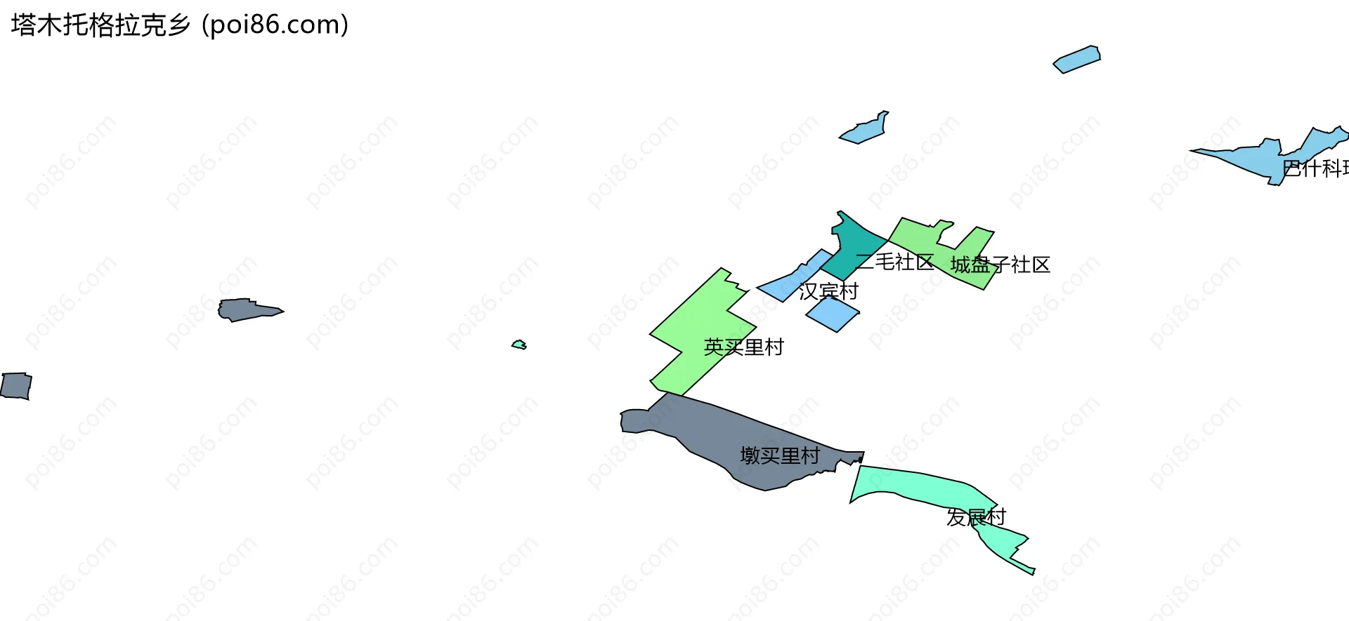 塔木托格拉克乡边界地图(五级行政区划)