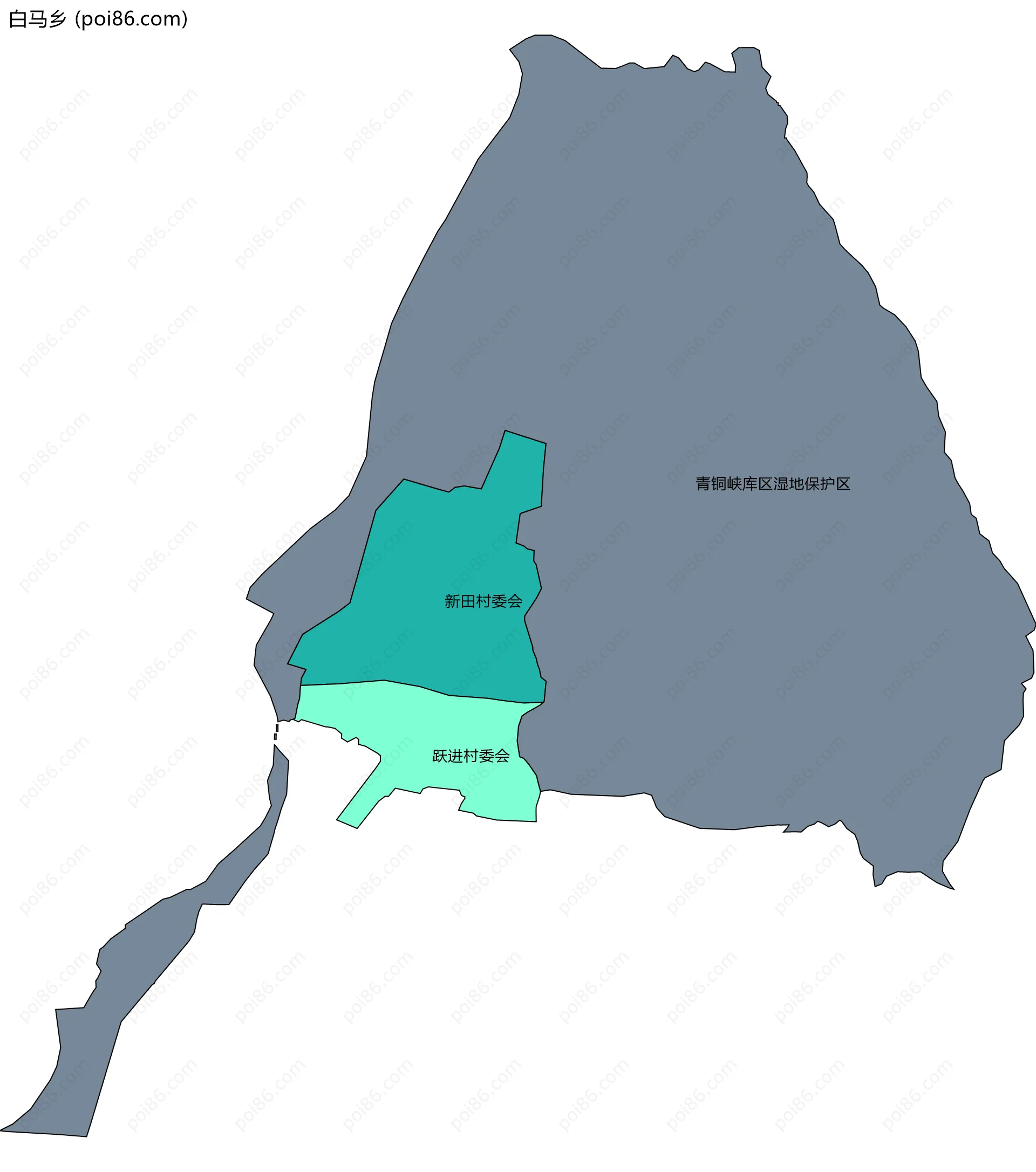 白马乡边界地图(五级行政区划)