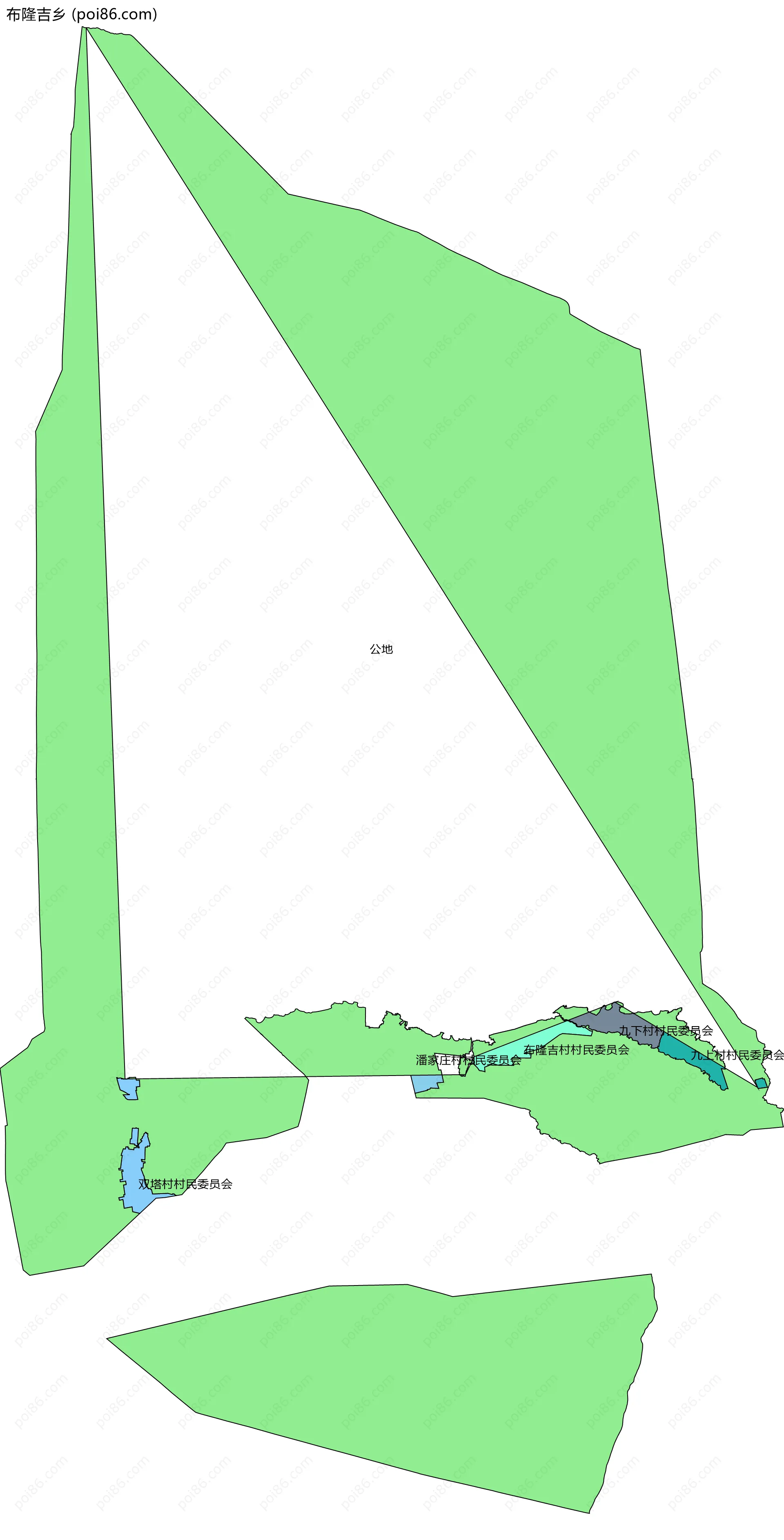 布隆吉乡边界地图(五级行政区划)
