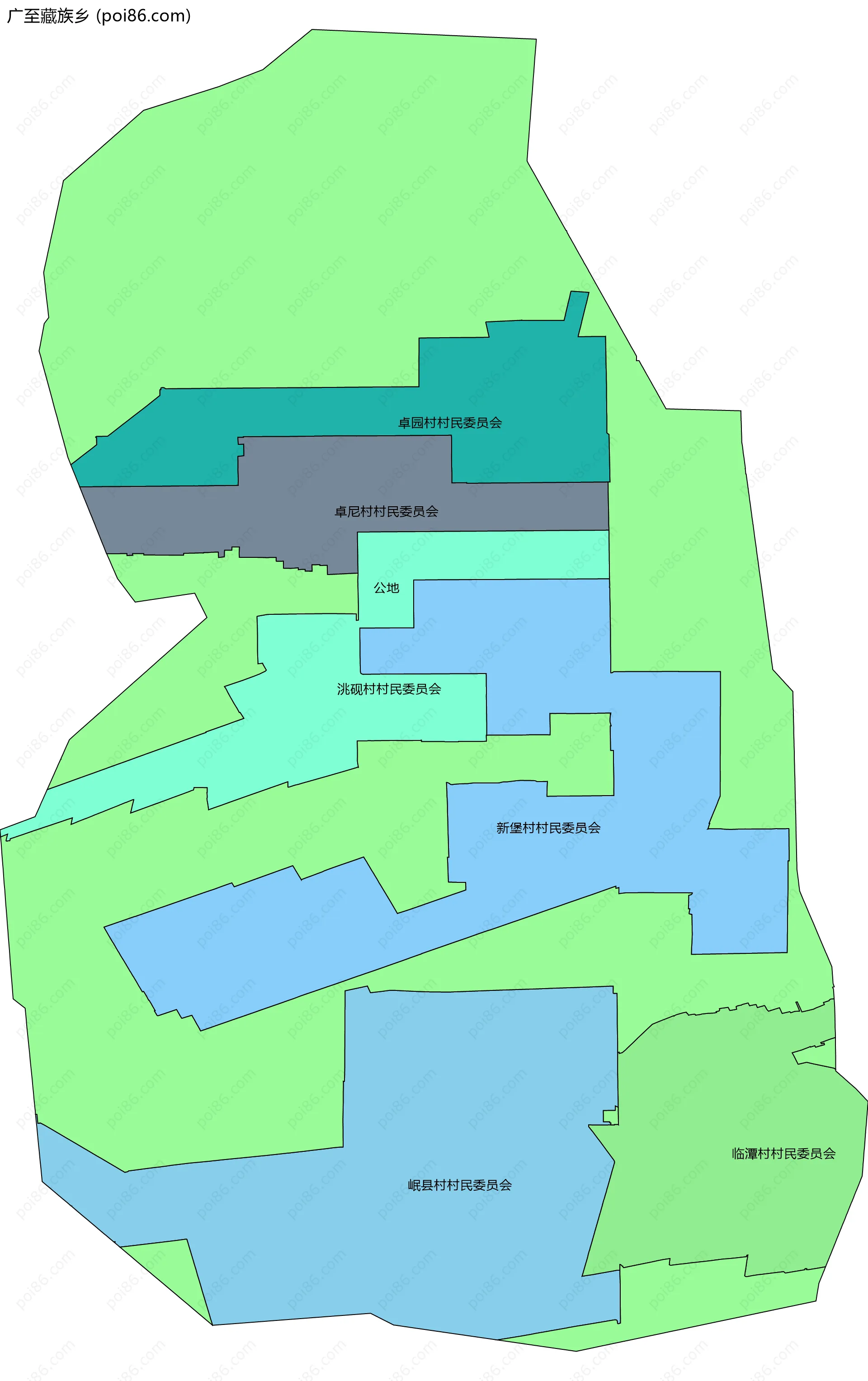 广至藏族乡边界地图(五级行政区划)