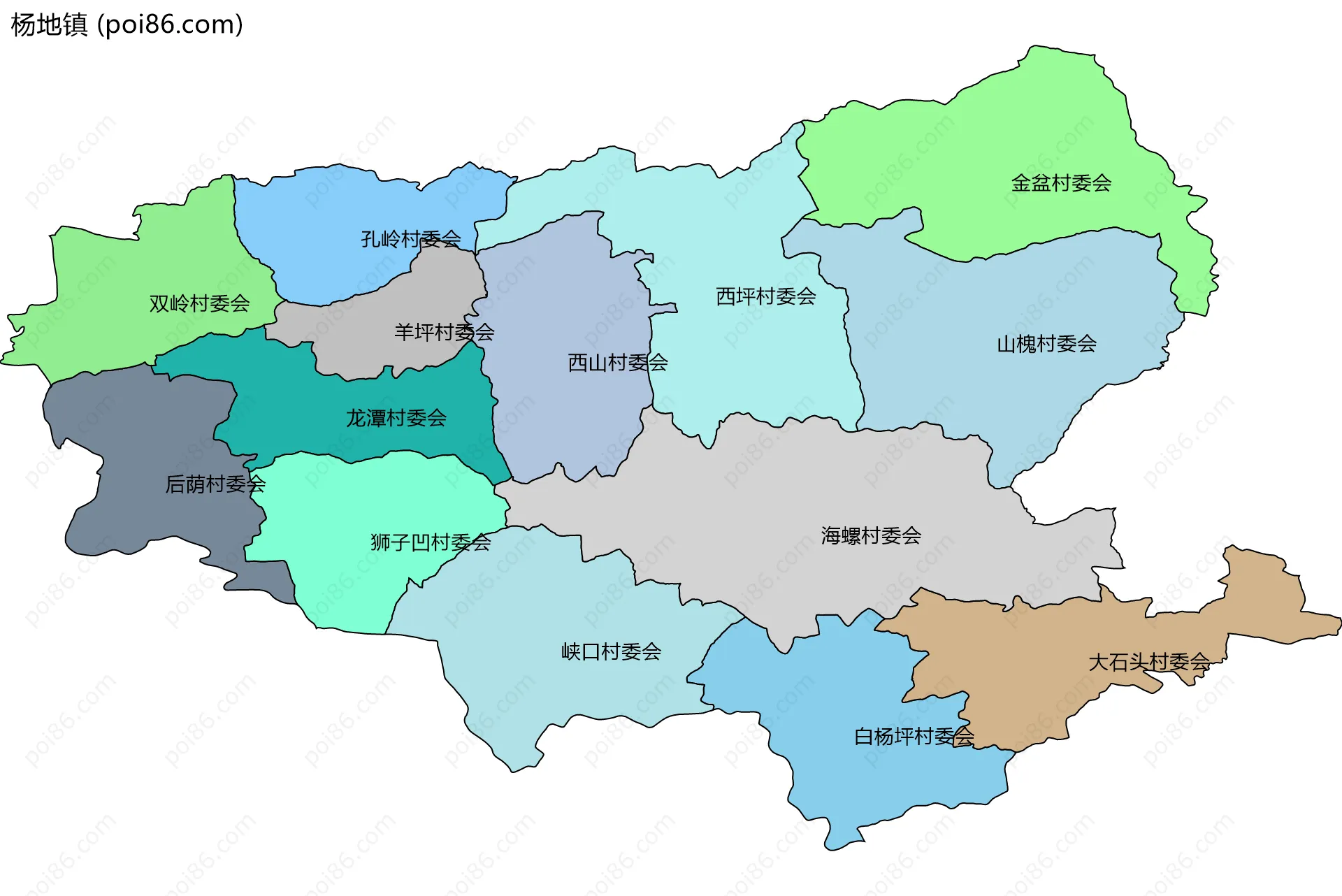 杨地镇边界地图(五级行政区划)