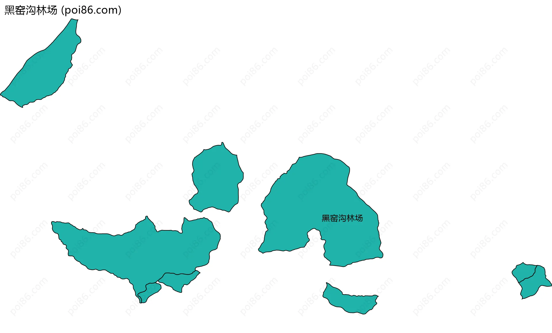 黑窑沟林场边界地图(五级行政区划)