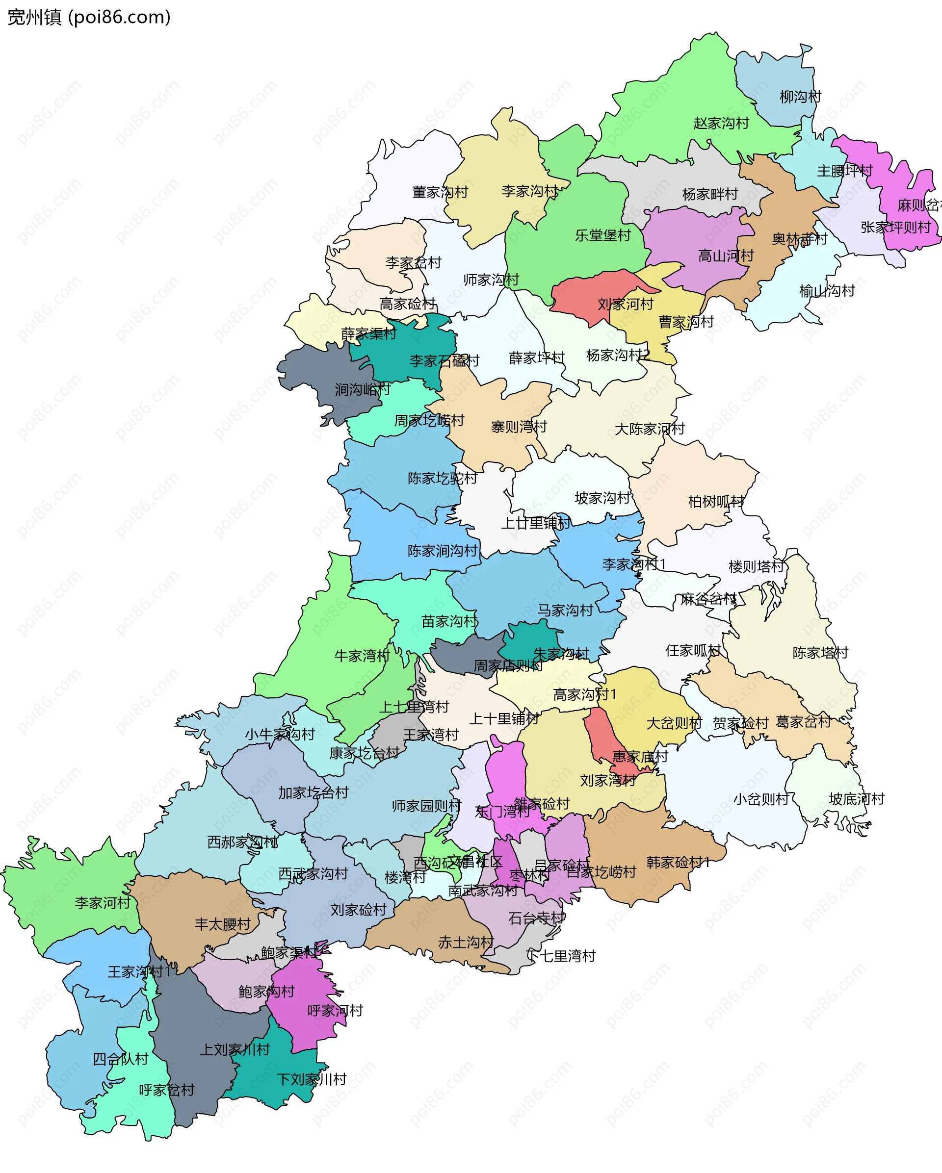 宽州镇边界地图(五级行政区划)