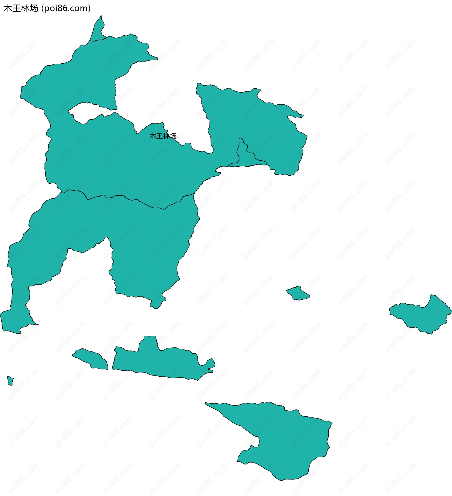 木王林场边界地图(五级行政区划)