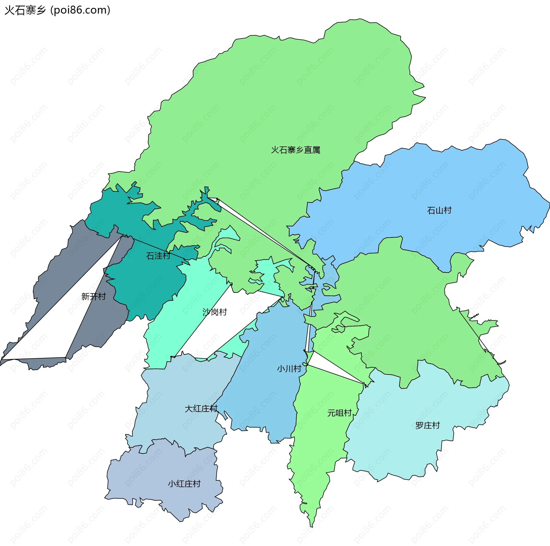 火石寨乡边界地图(五级行政区划)