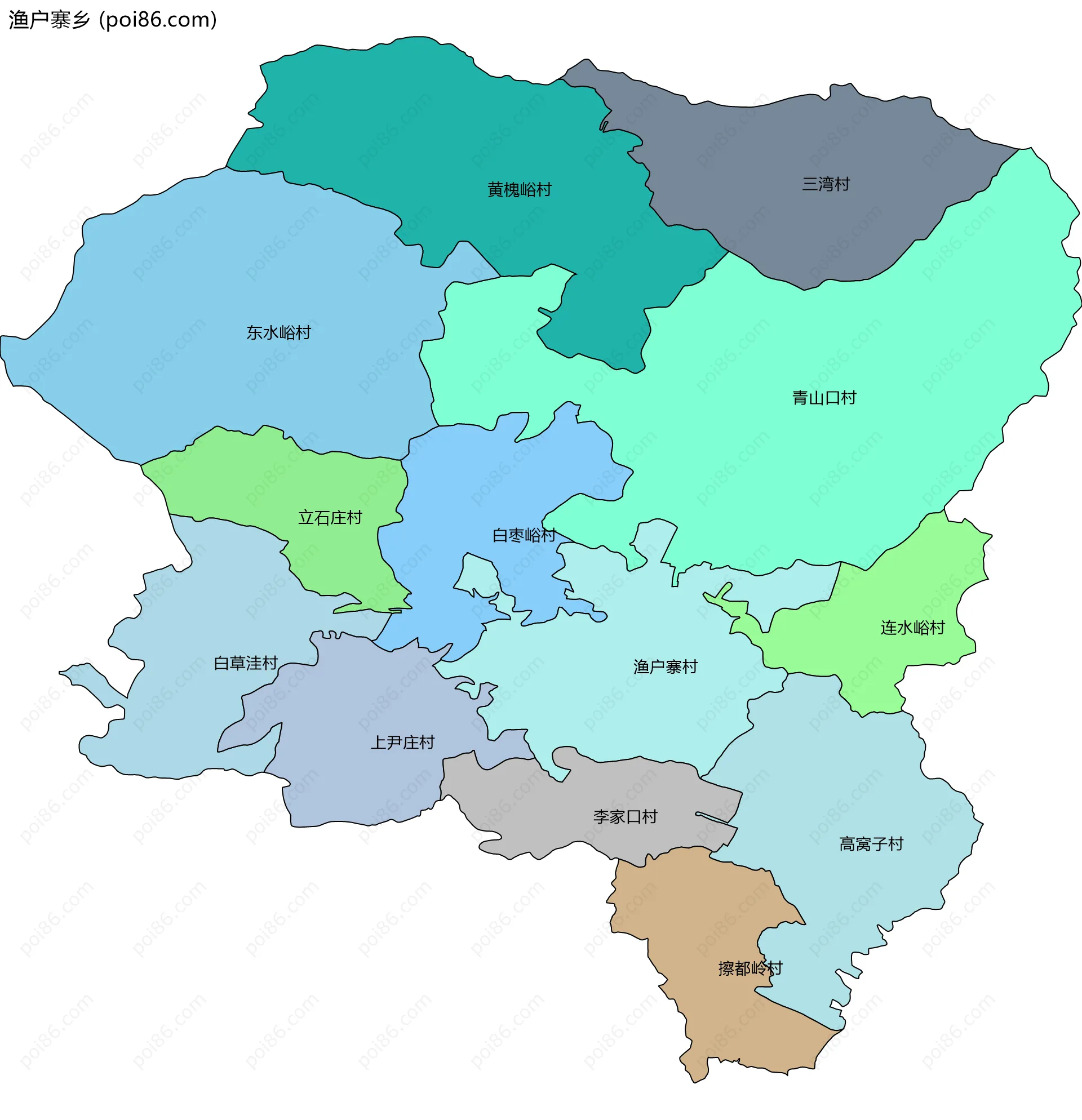 渔户寨乡边界地图(五级行政区划)