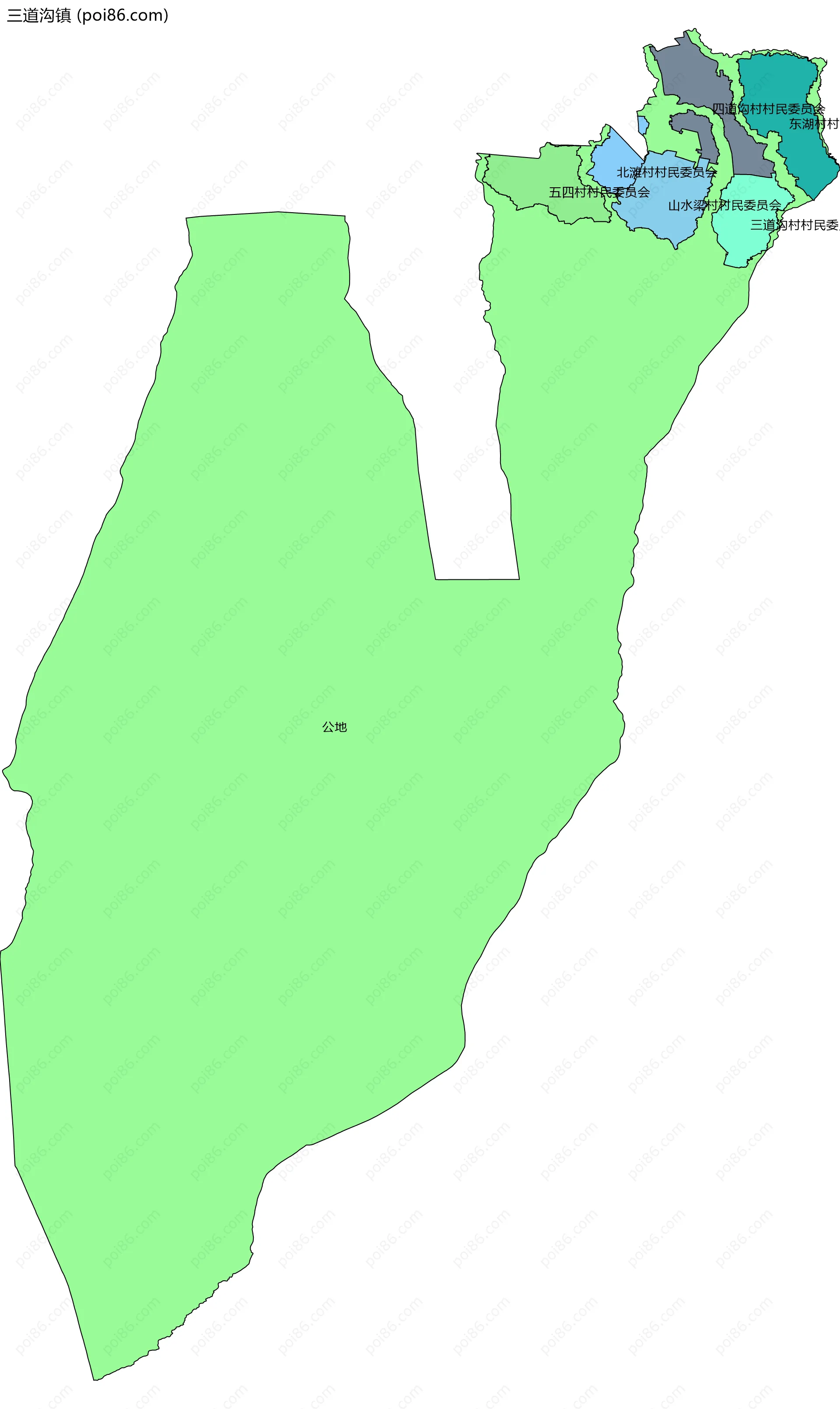 三道沟镇边界地图(五级行政区划)