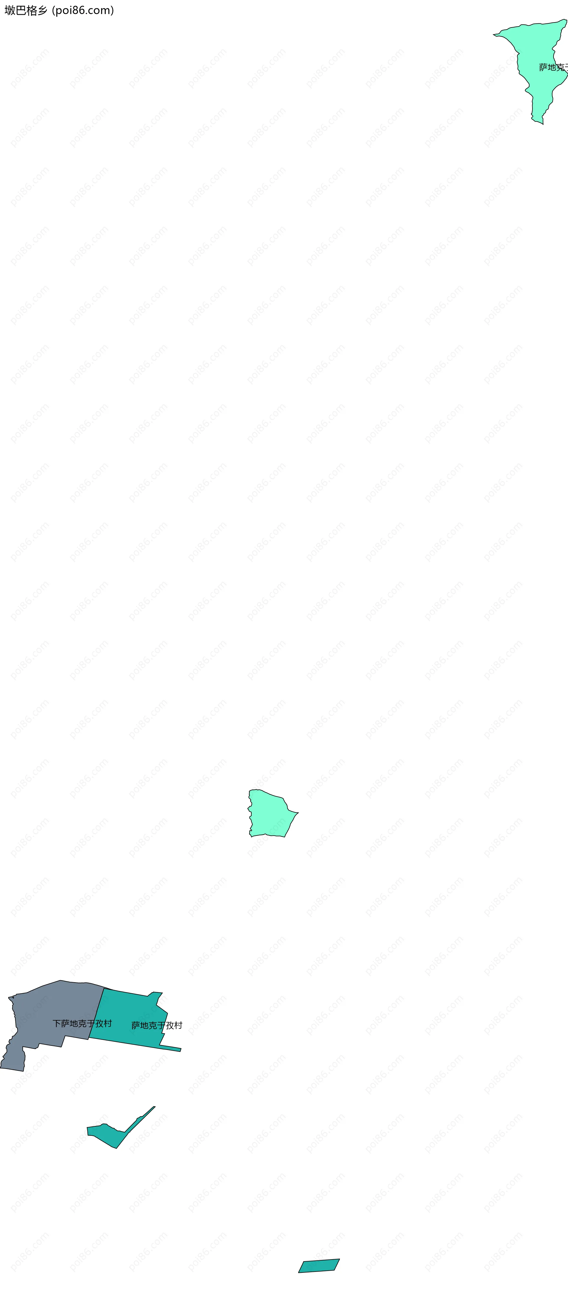 墩巴格乡边界地图(五级行政区划)