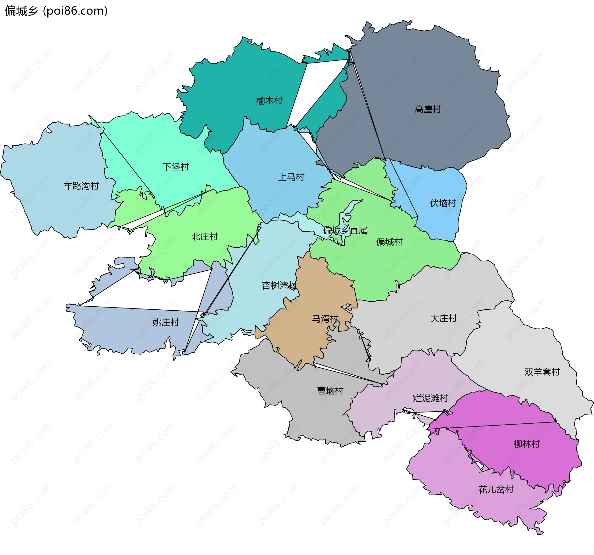 偏城乡边界地图(五级行政区划)