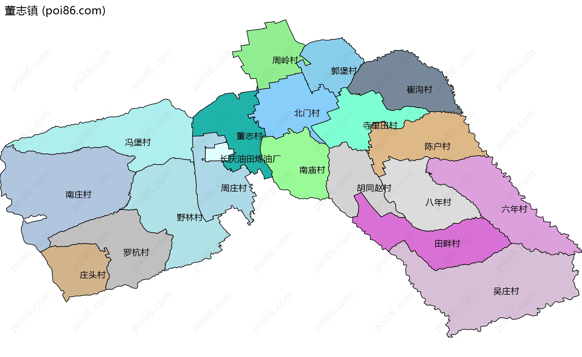 董志镇边界地图(五级行政区划)