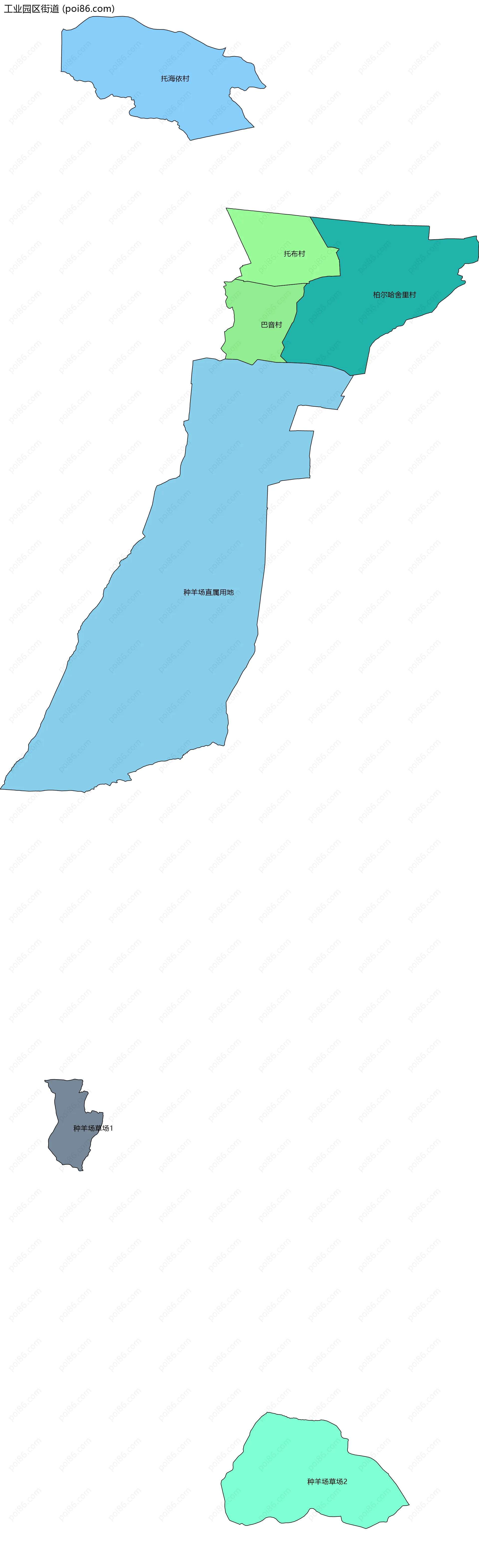 工业园区街道边界地图(五级行政区划)
