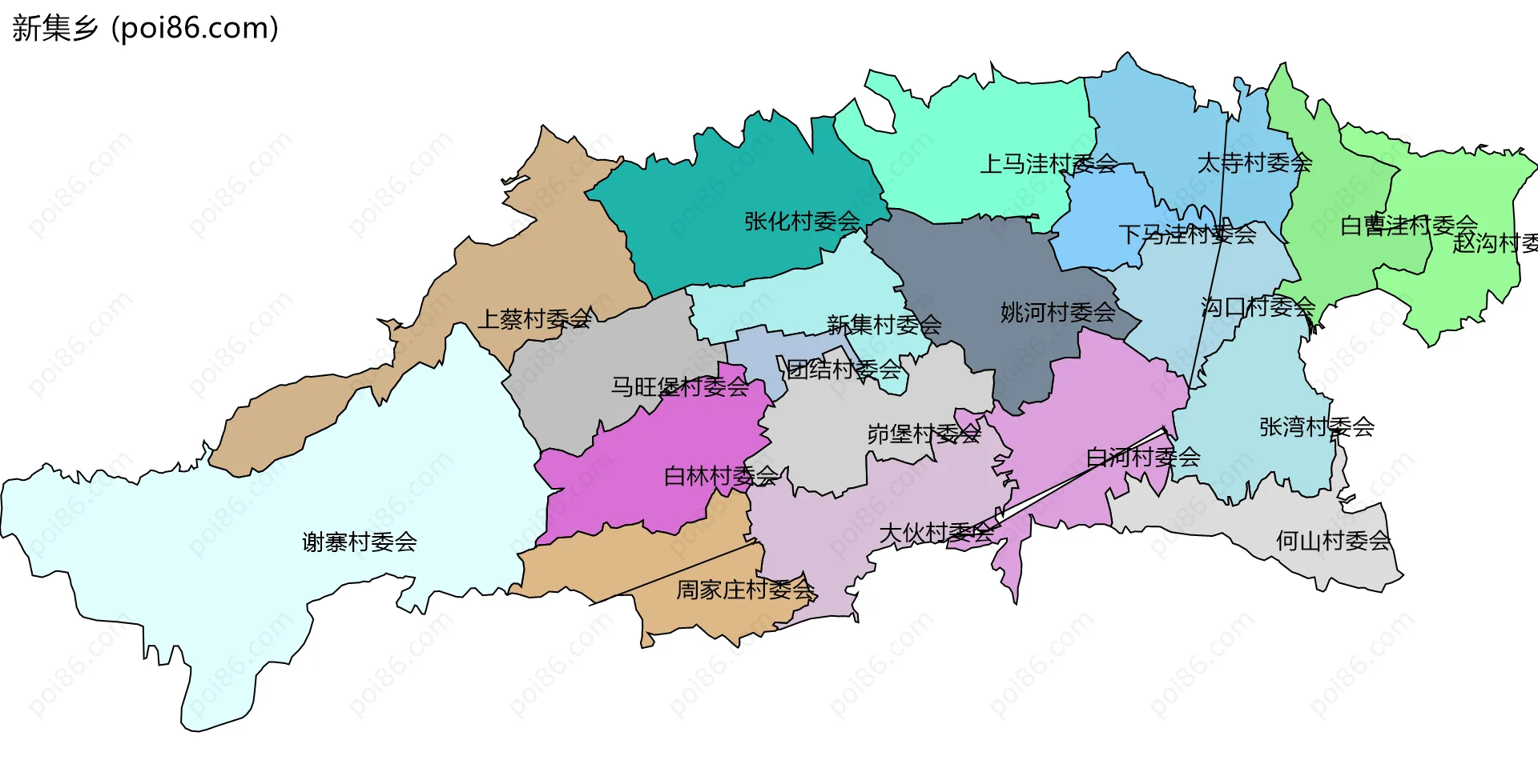 新集乡边界地图(五级行政区划)