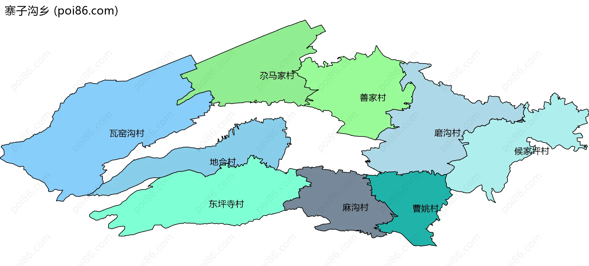 寨子沟乡边界地图(五级行政区划)