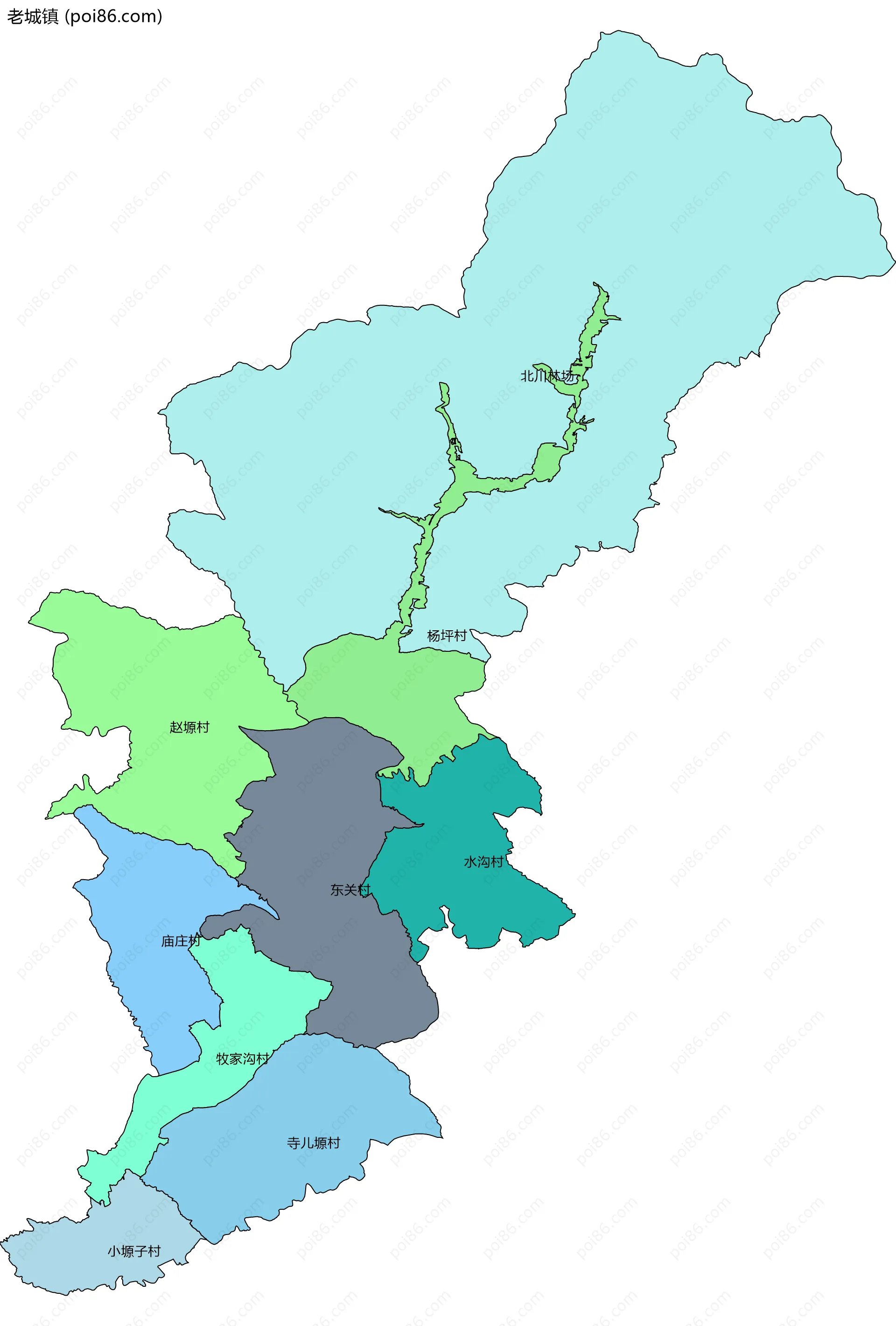 老城镇边界地图(五级行政区划)