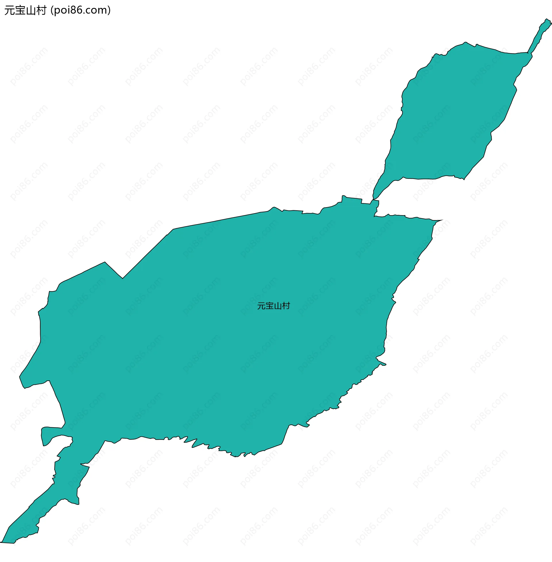 元宝山村边界地图