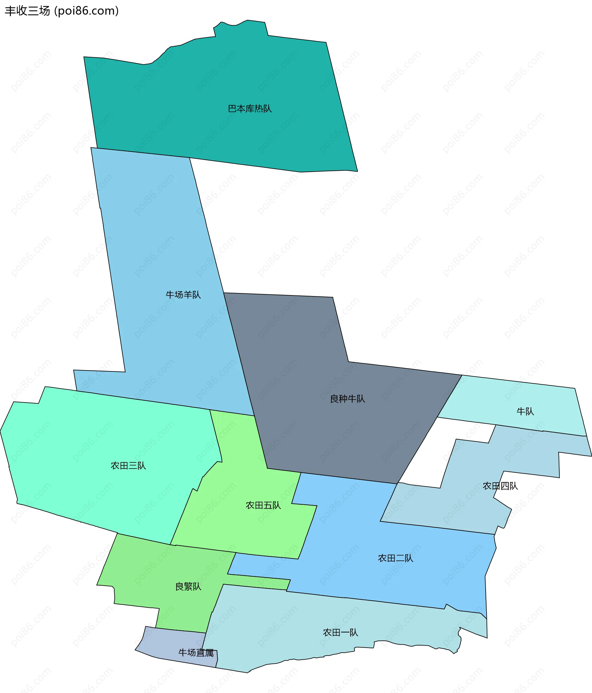 丰收三场边界地图(五级行政区划)