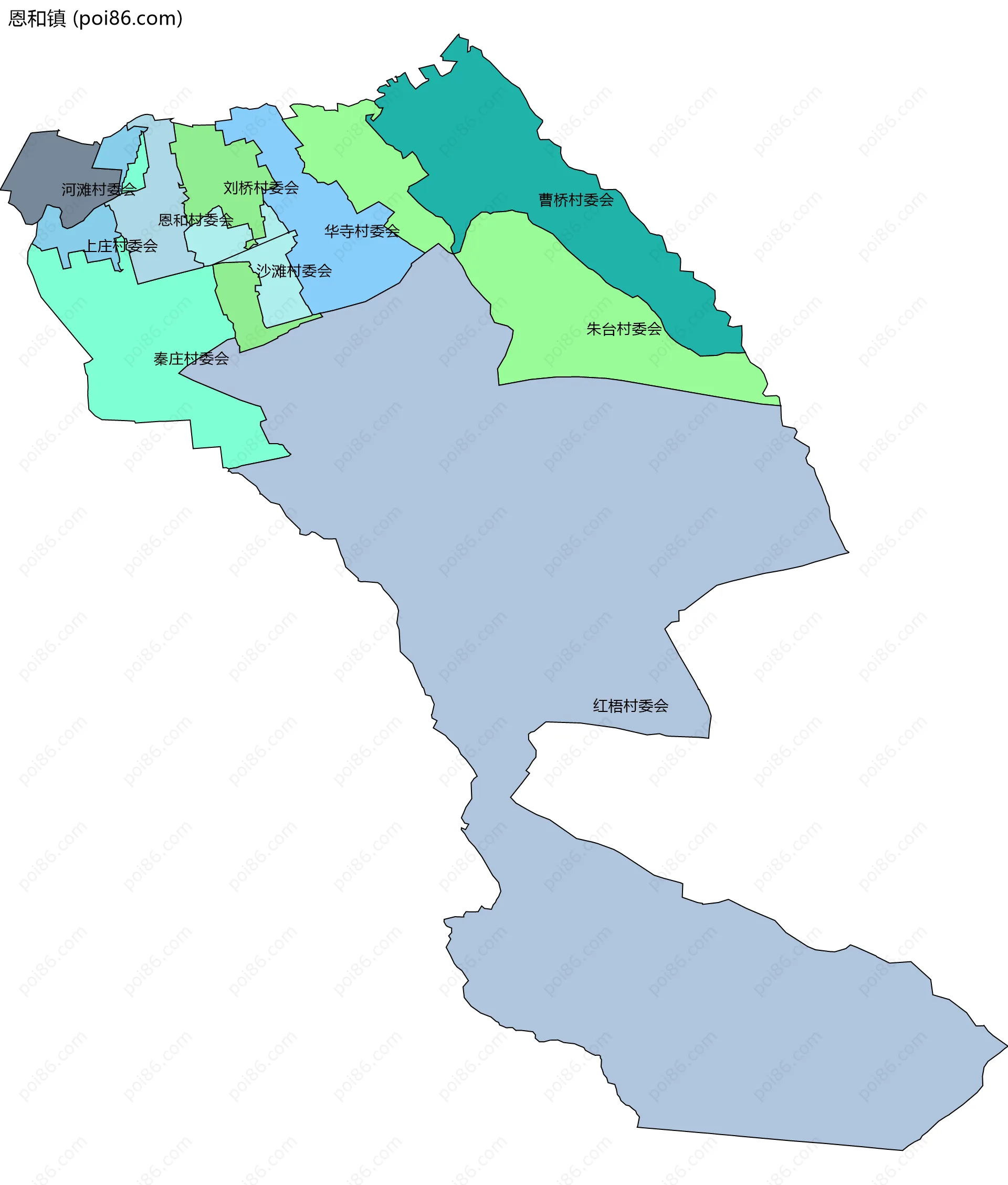 恩和镇边界地图(五级行政区划)
