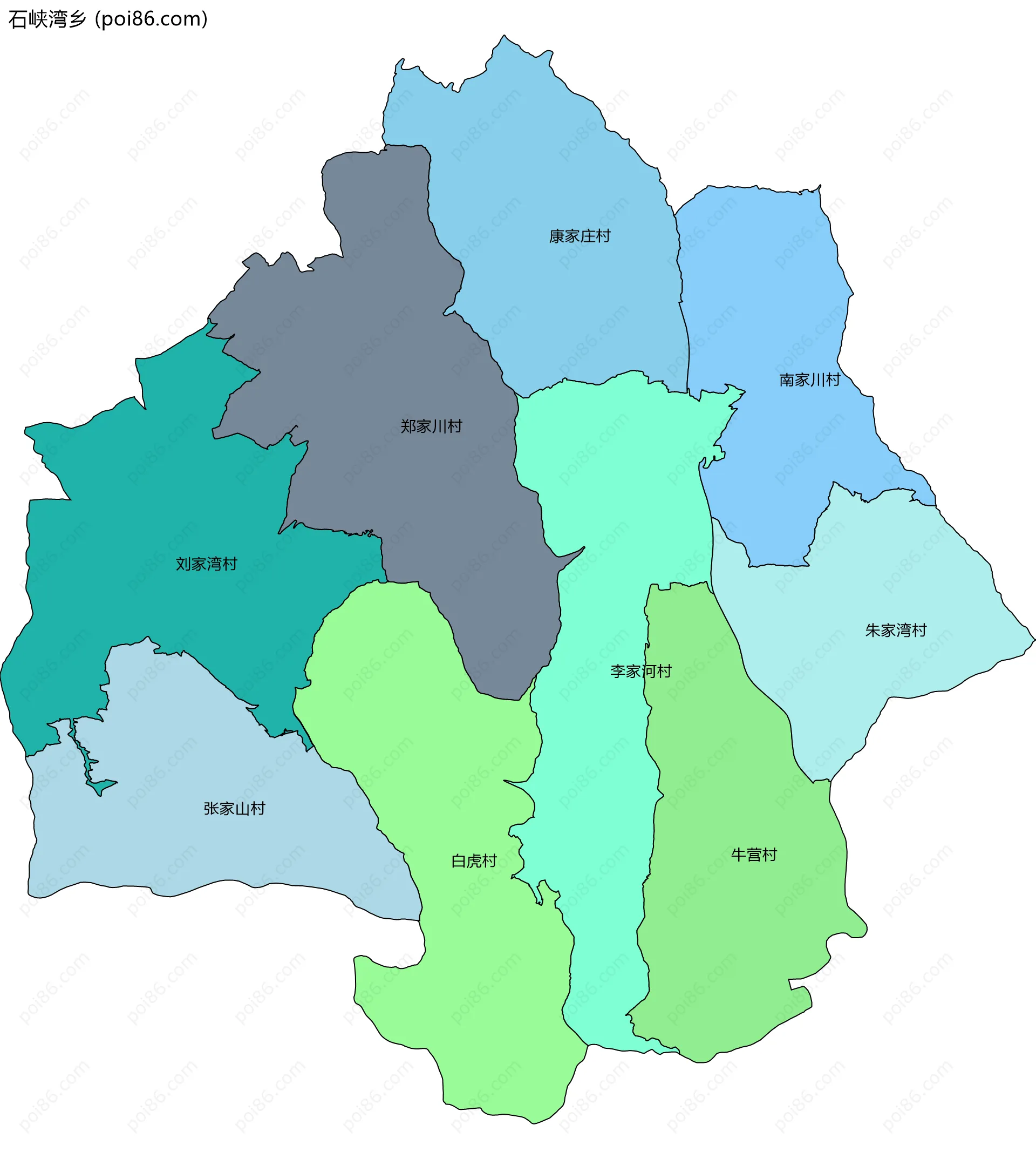 石峡湾乡边界地图(五级行政区划)