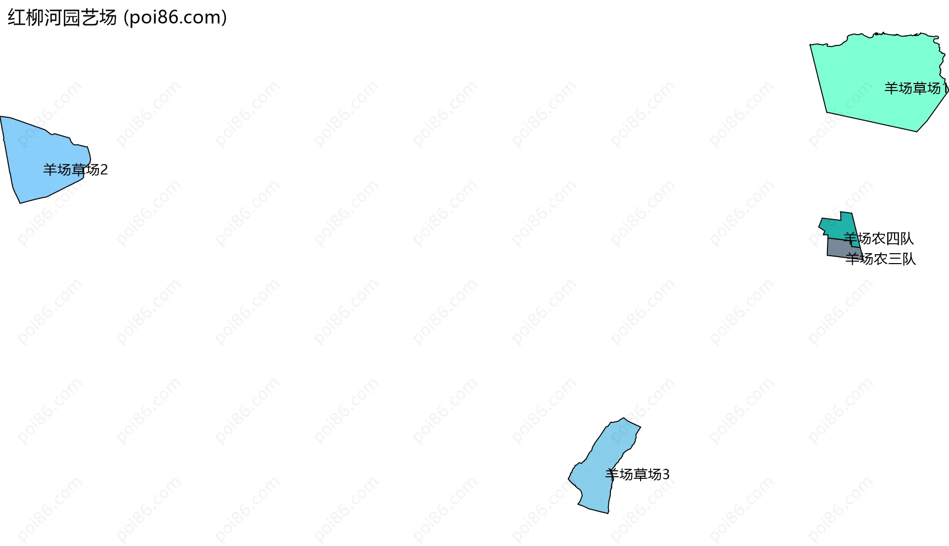 红柳河园艺场边界地图(五级行政区划)