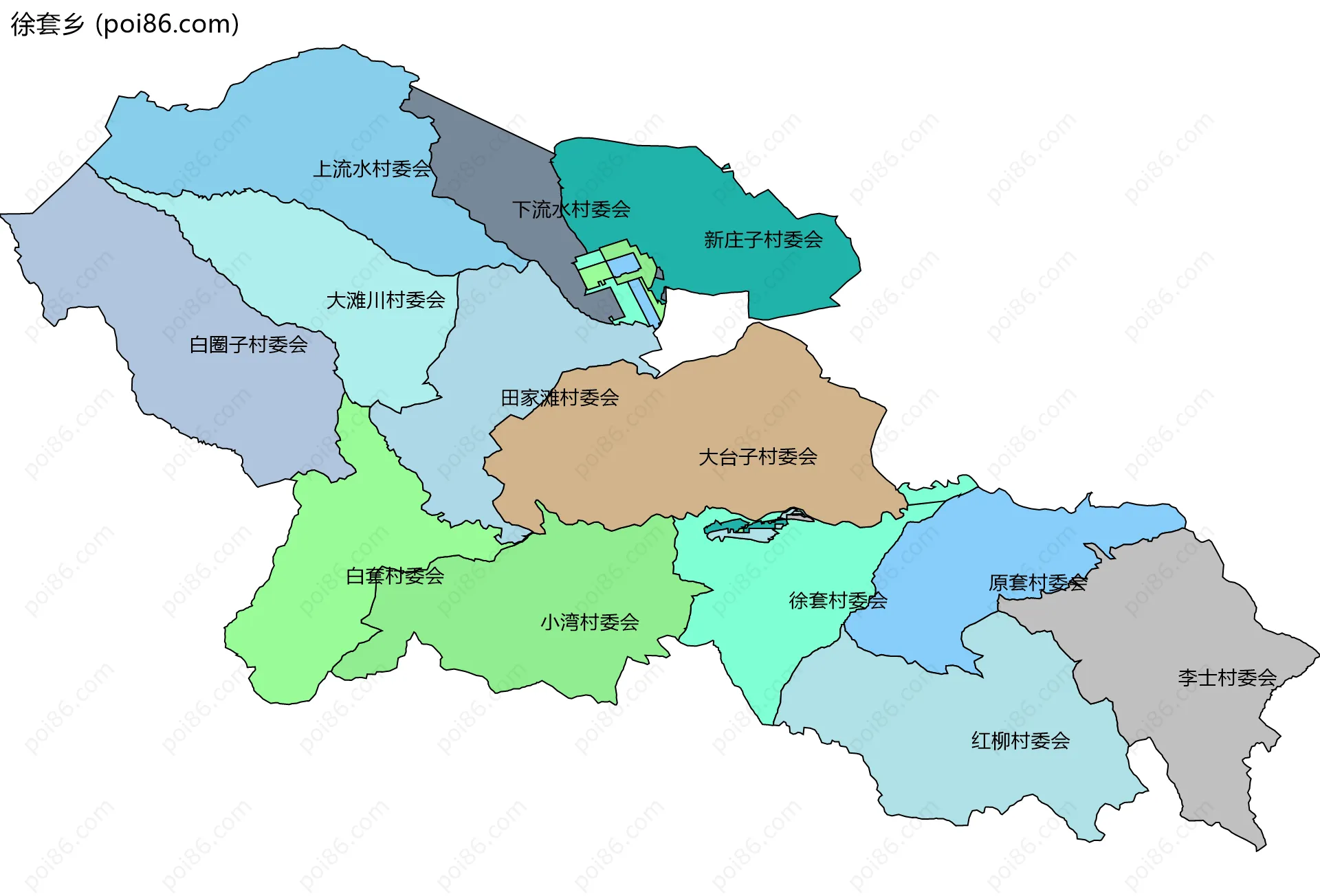 徐套乡边界地图(五级行政区划)