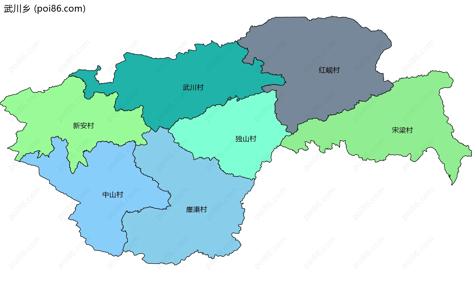 武川乡边界地图(五级行政区划)