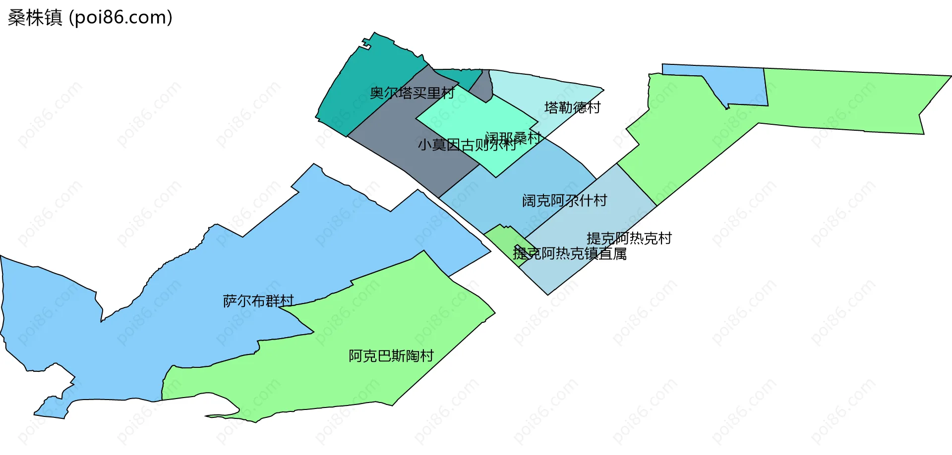 桑株镇边界地图(五级行政区划)