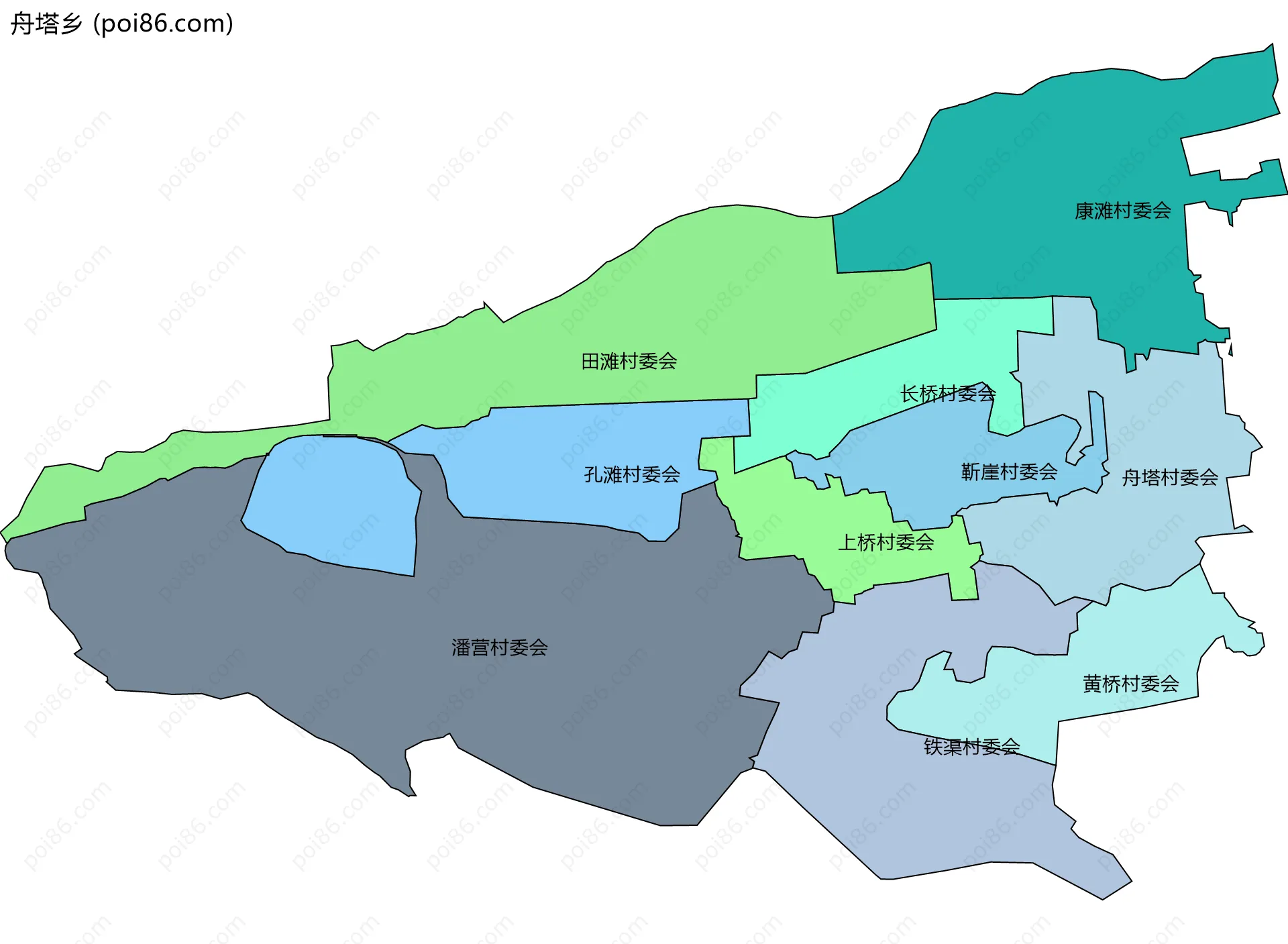 舟塔乡边界地图(五级行政区划)