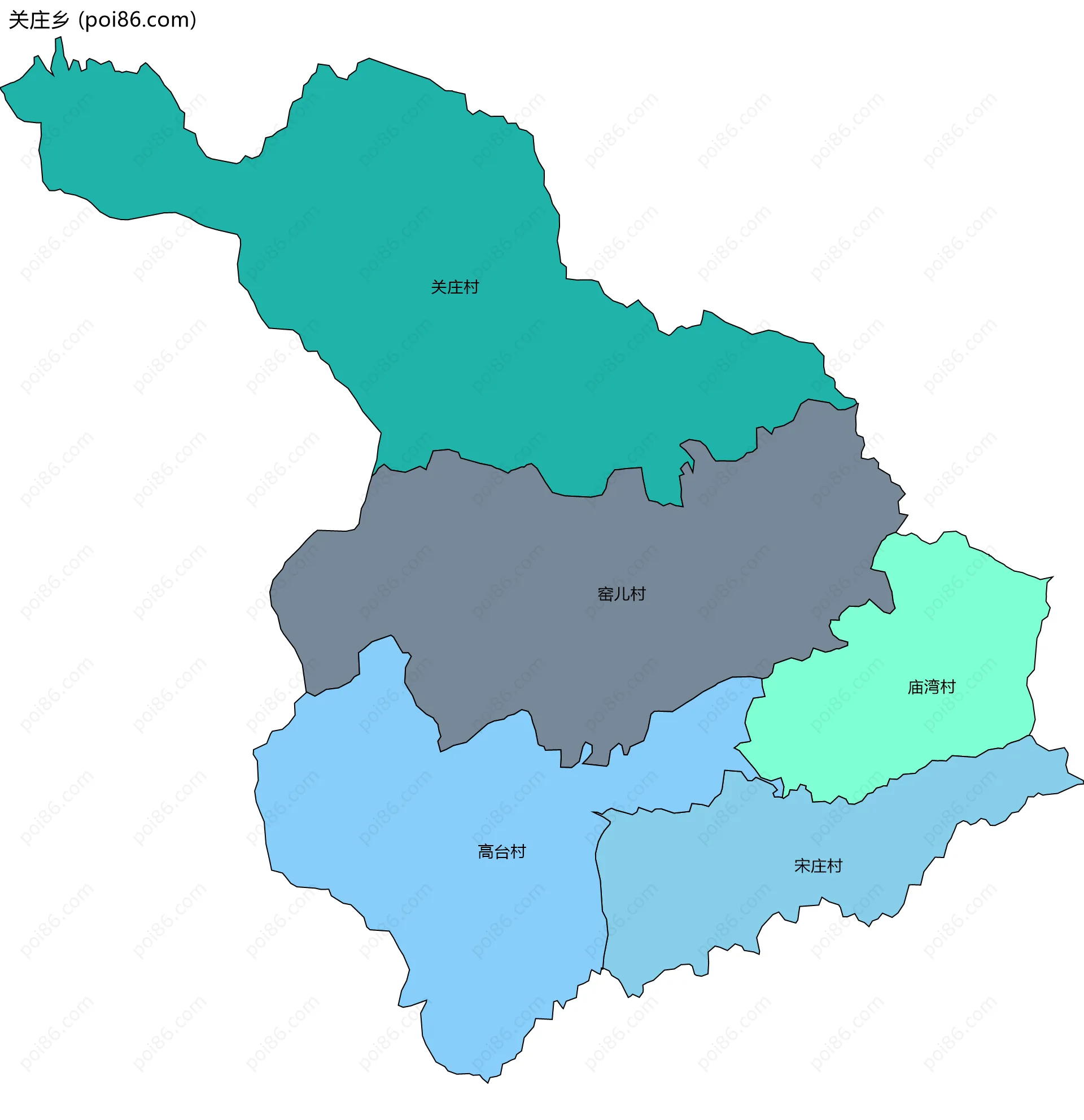 关庄乡边界地图(五级行政区划)