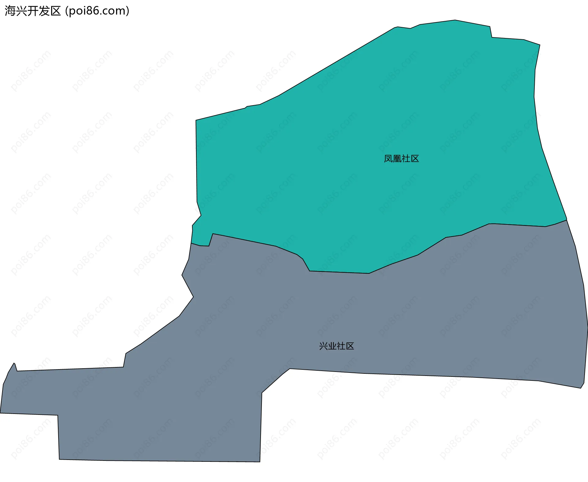 海兴开发区边界地图(五级行政区划)