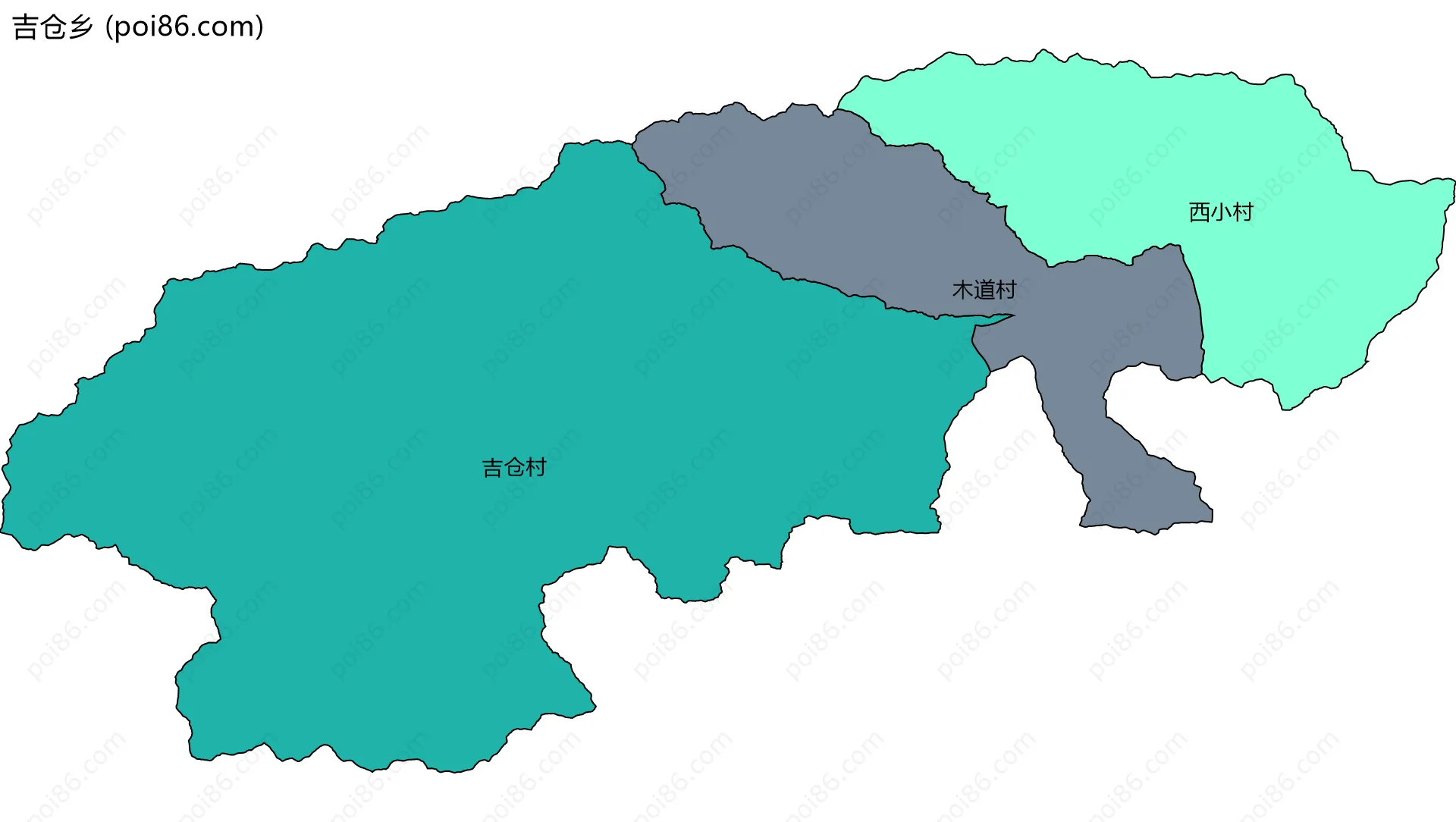 吉仓乡边界地图(五级行政区划)