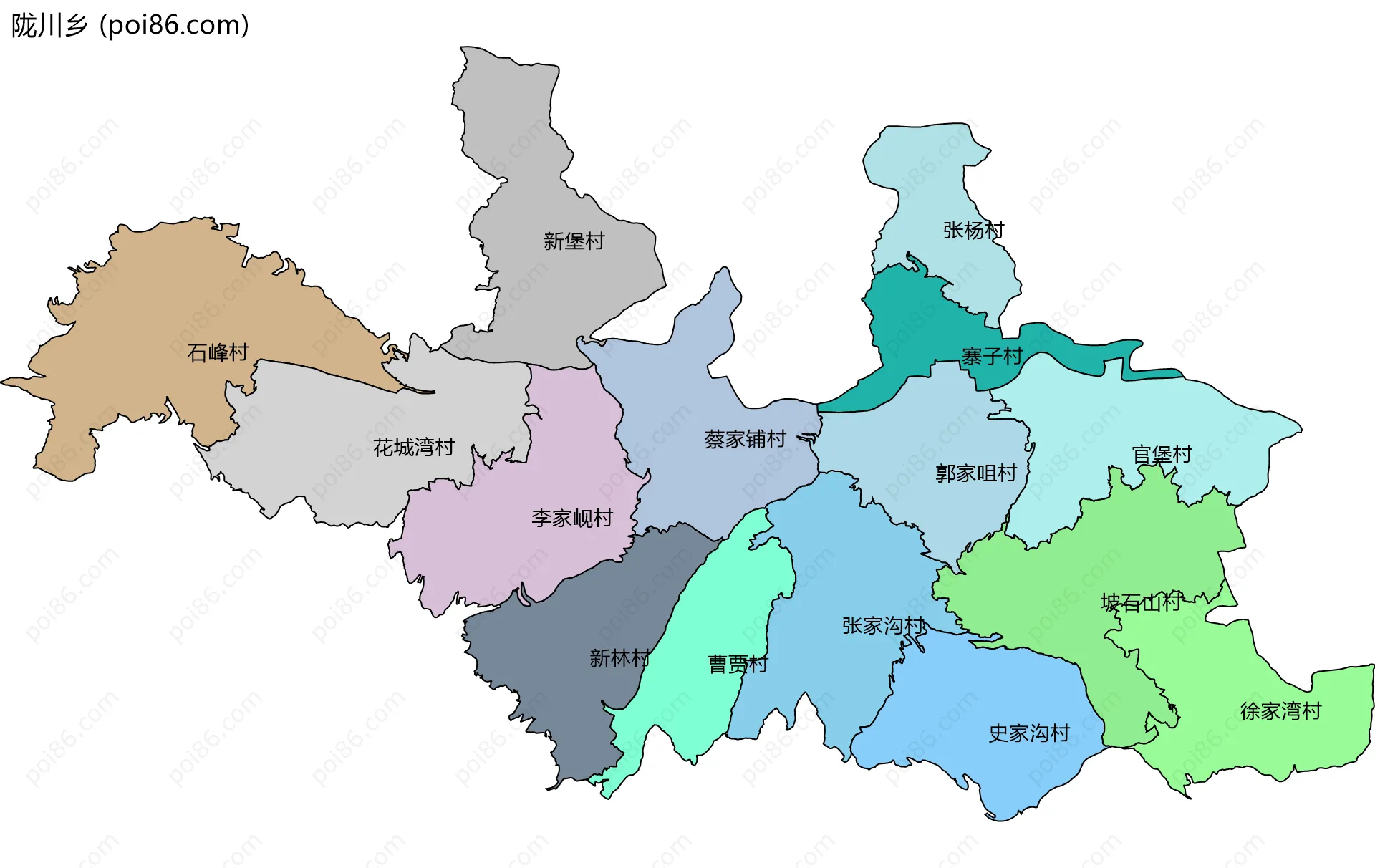 陇川乡边界地图(五级行政区划)