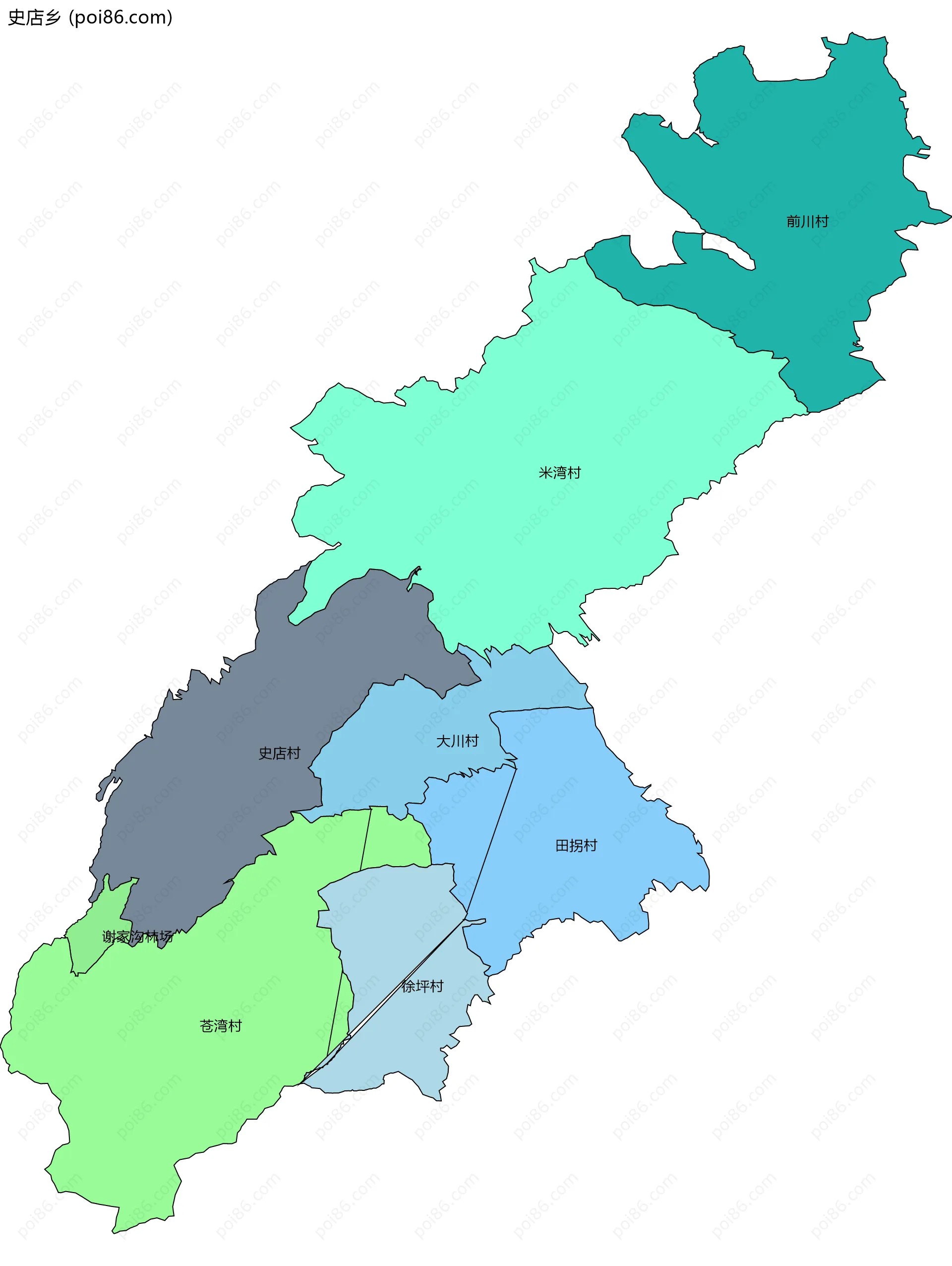 史店乡边界地图(五级行政区划)