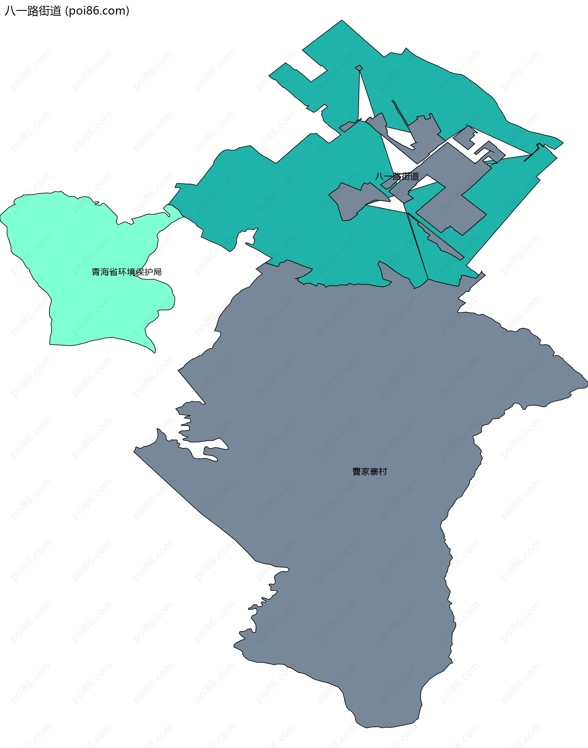 八一路街道边界地图(五级行政区划)