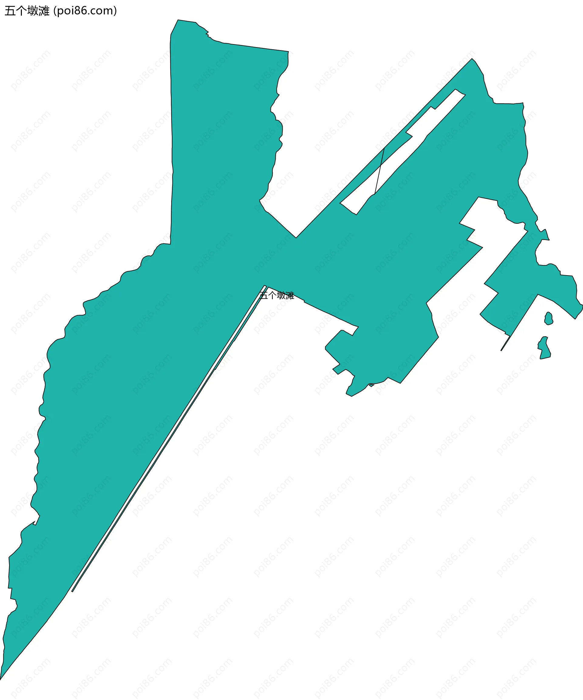 五个墩滩边界地图