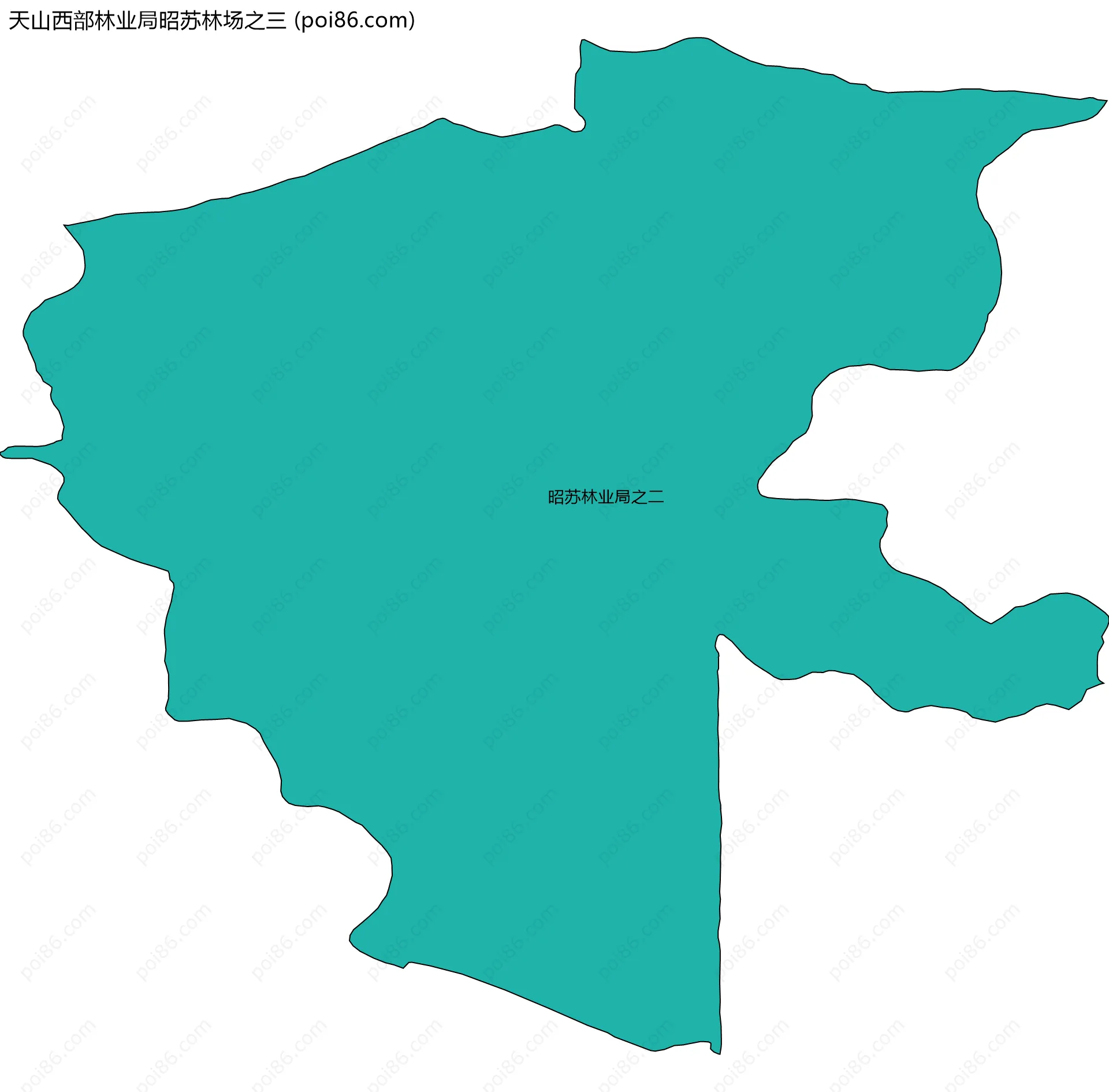 天山西部林业局昭苏林场之三边界地图(五级行政区划)