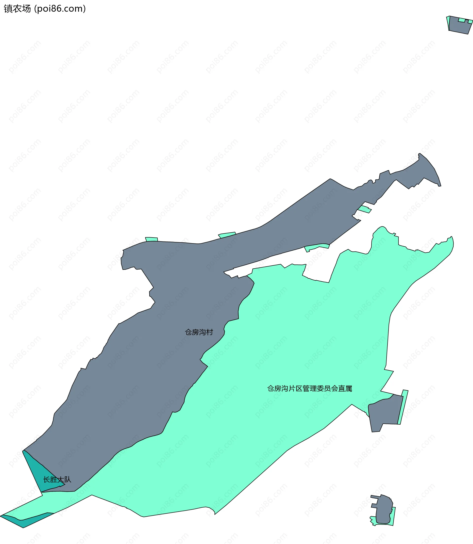 镇农场边界地图(五级行政区划)