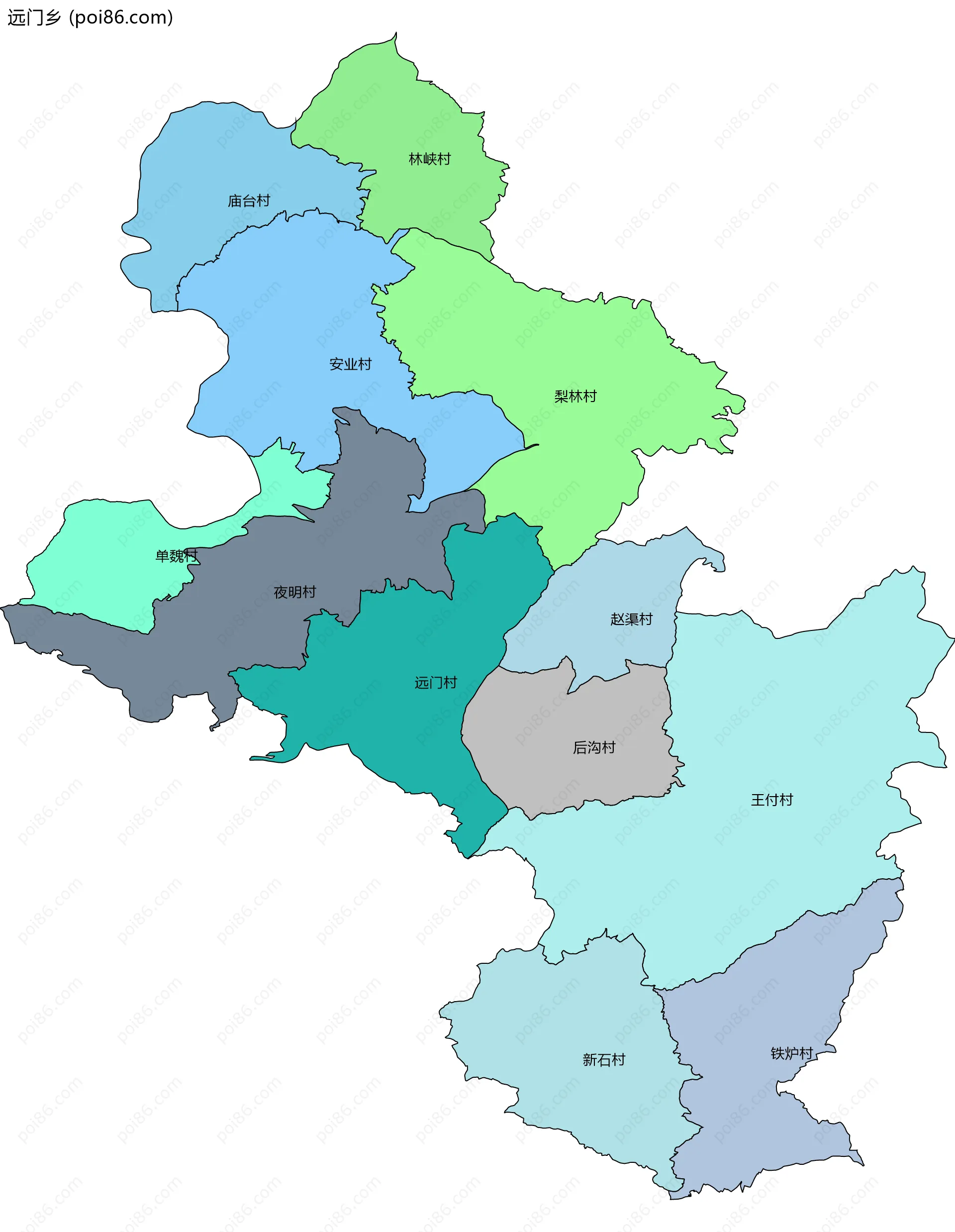 远门乡边界地图(五级行政区划)