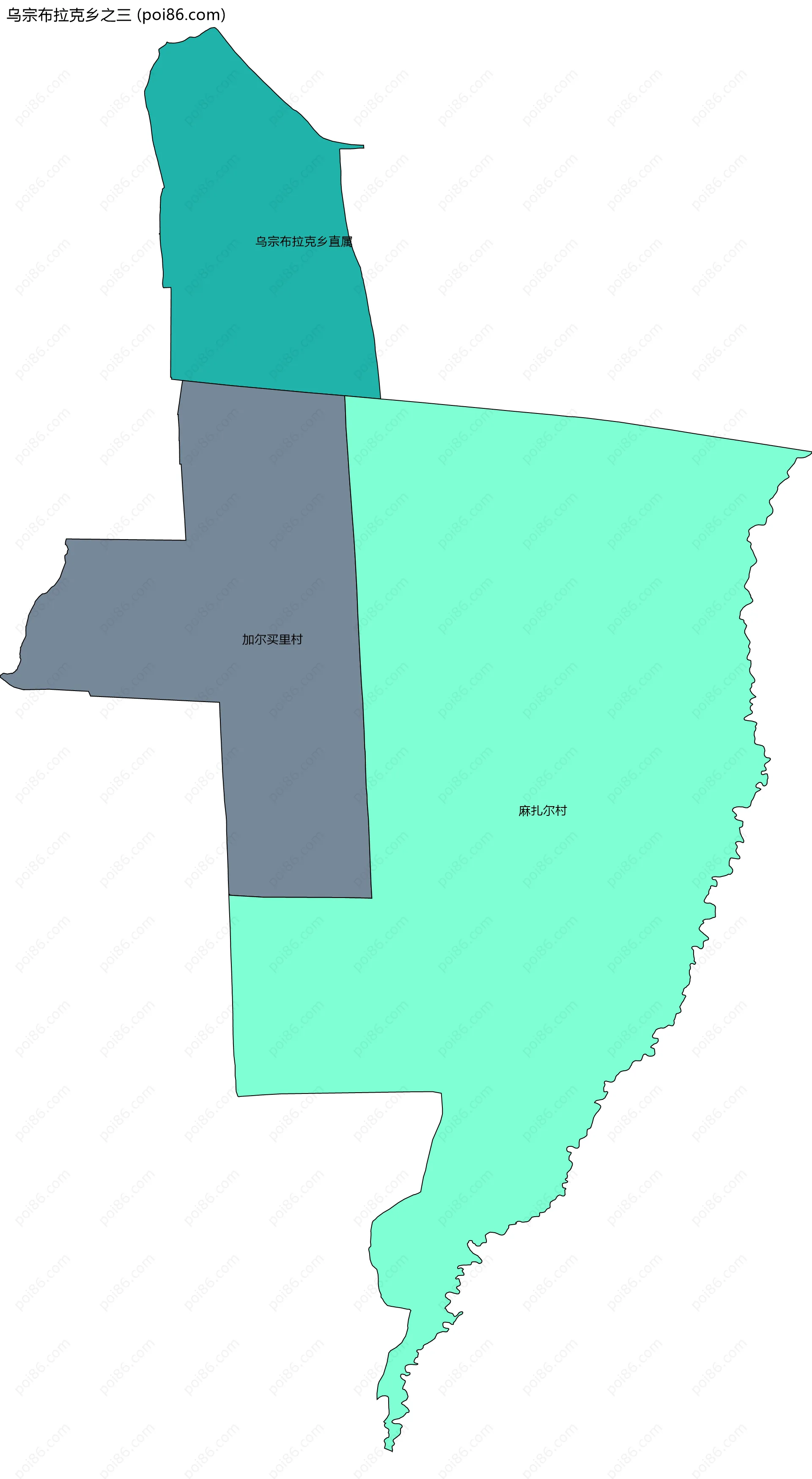 乌宗布拉克乡之三边界地图(五级行政区划)