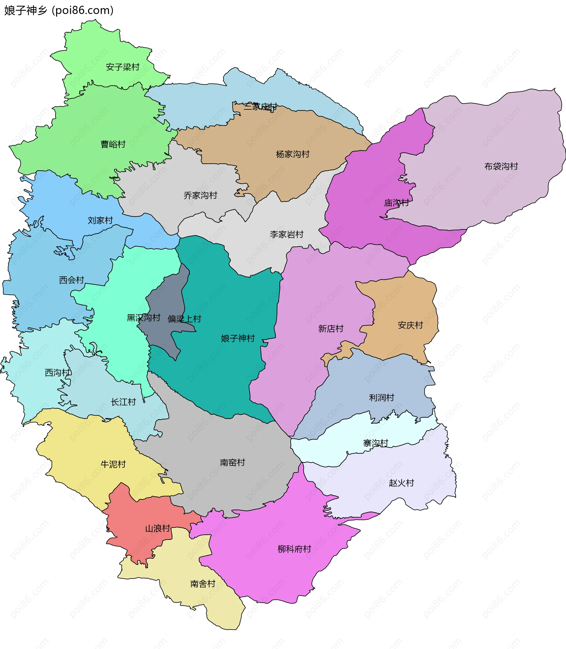 娘子神乡边界地图(五级行政区划)