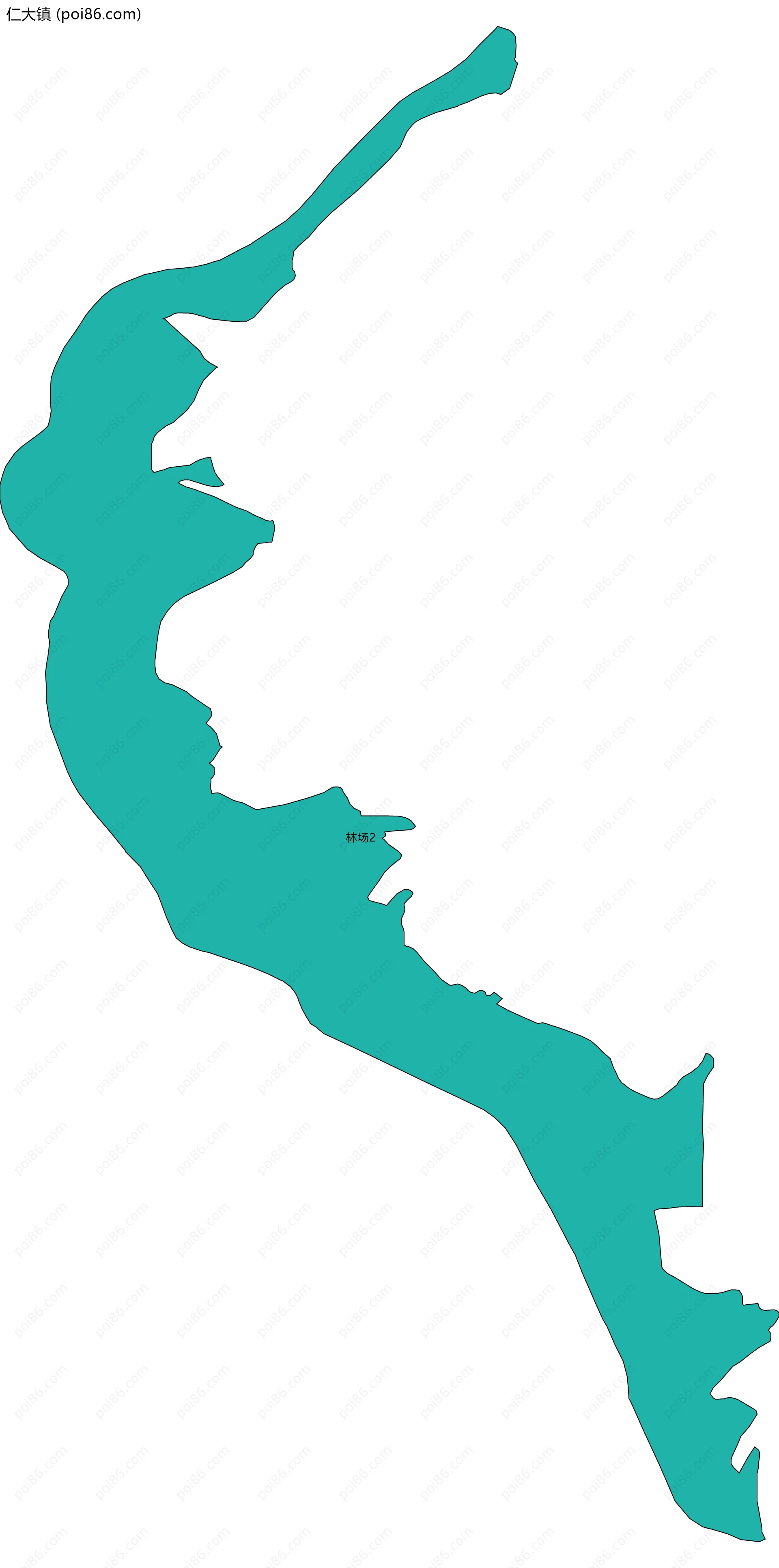 仁大镇边界地图(五级行政区划)