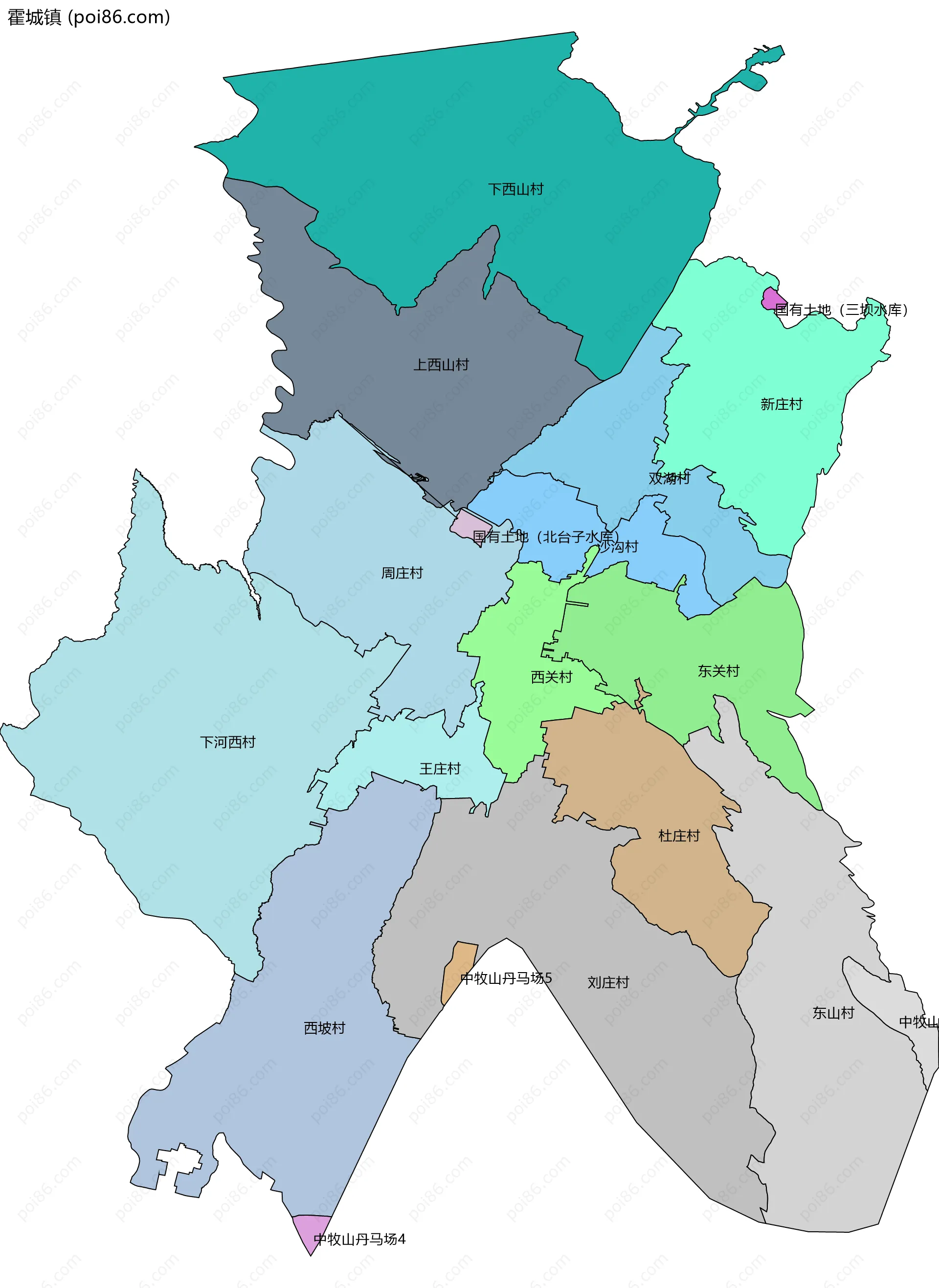霍城镇边界地图(五级行政区划)