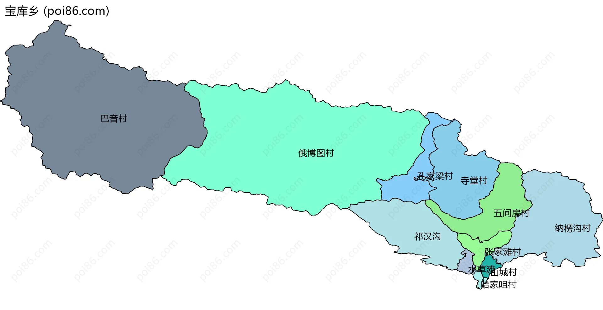 宝库乡边界地图(五级行政区划)