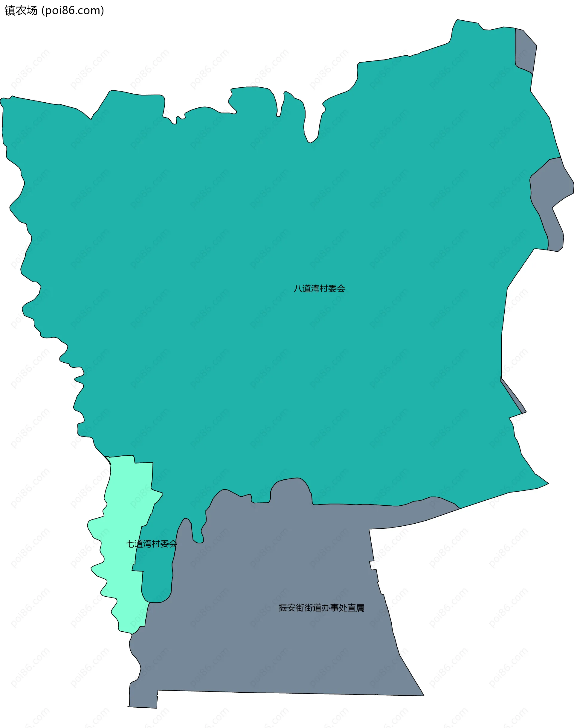 镇农场边界地图(五级行政区划)