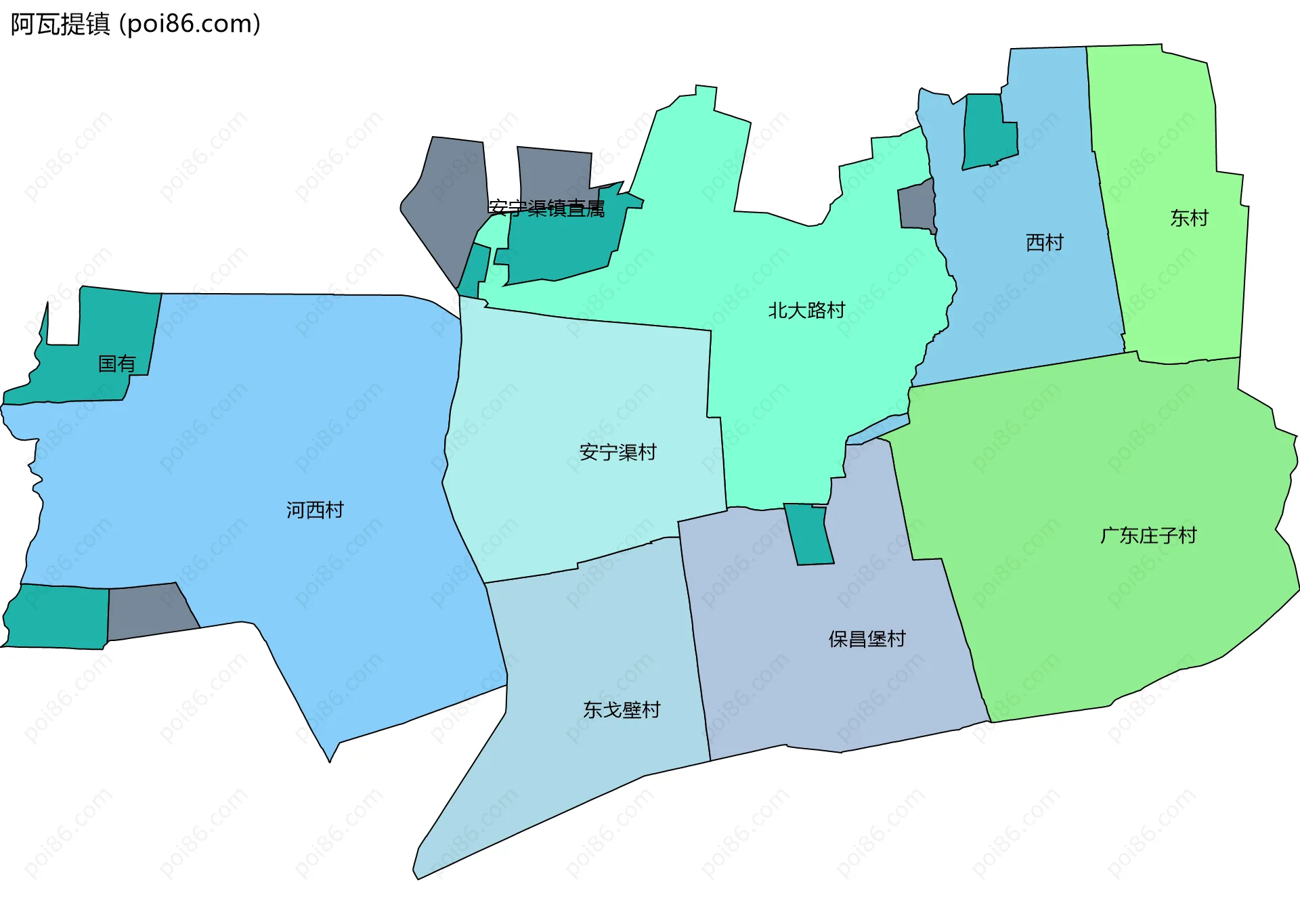 阿瓦提镇边界地图(五级行政区划)