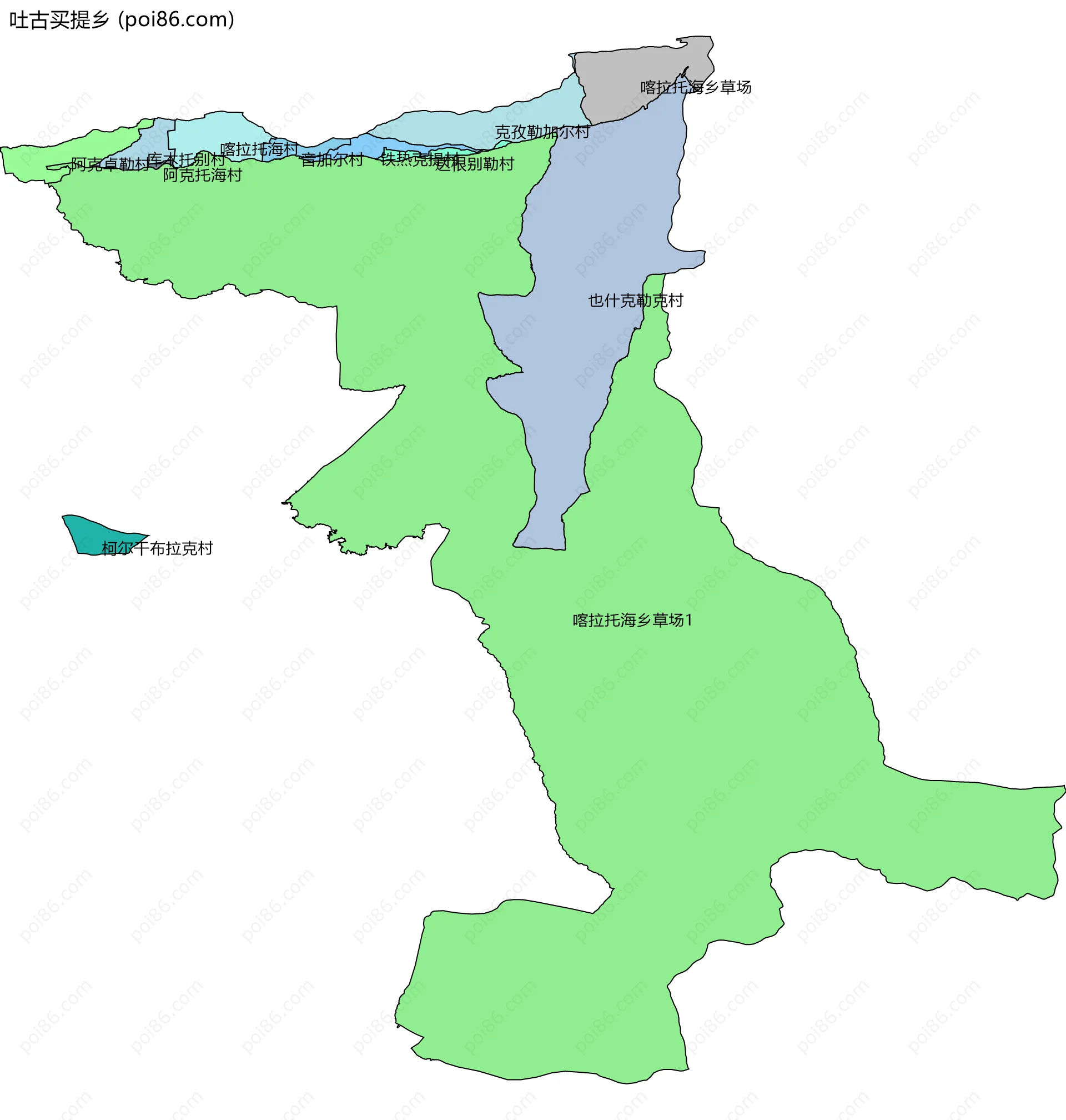 吐古买提乡边界地图(五级行政区划)