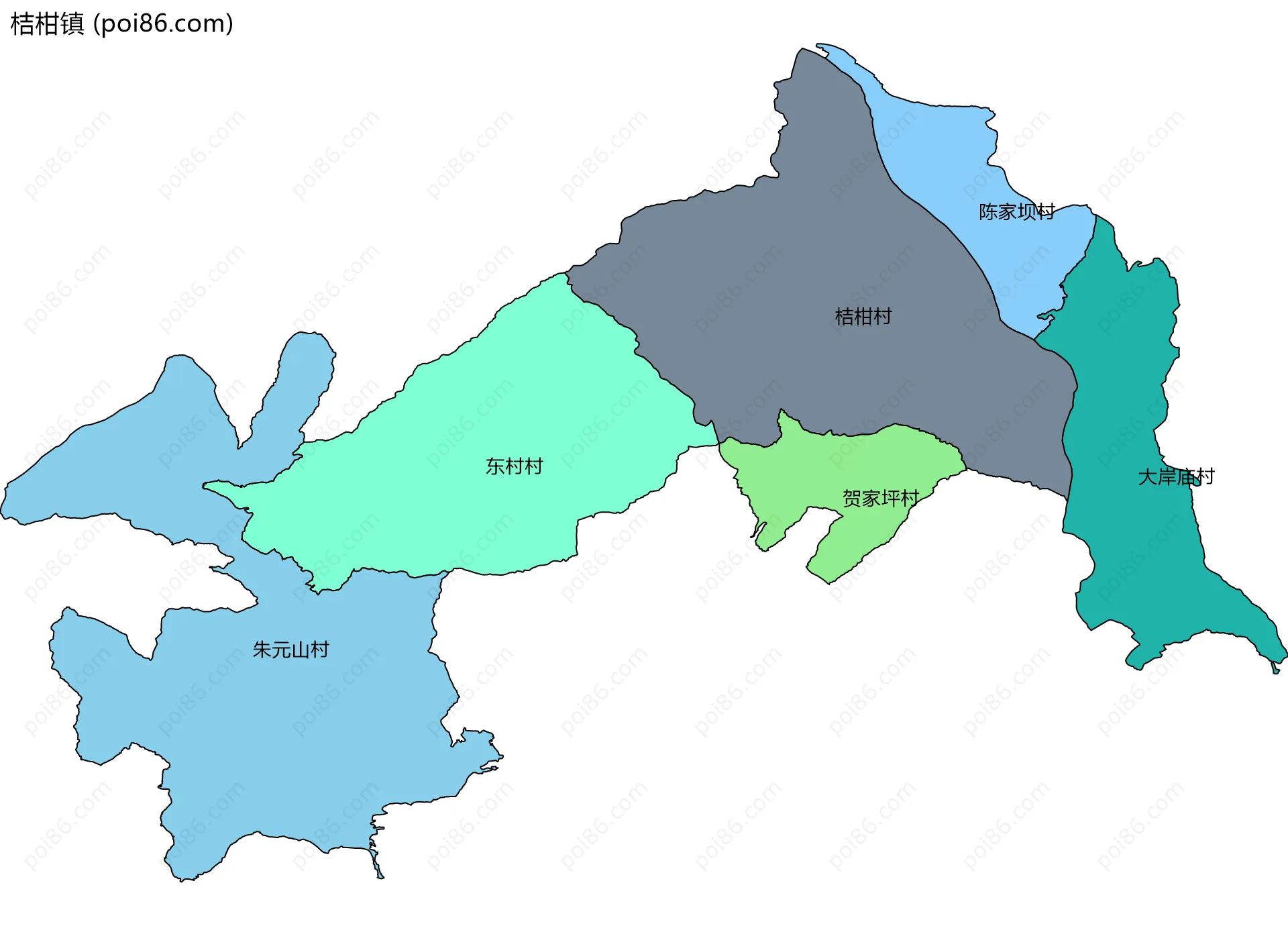 桔柑镇边界地图(五级行政区划)
