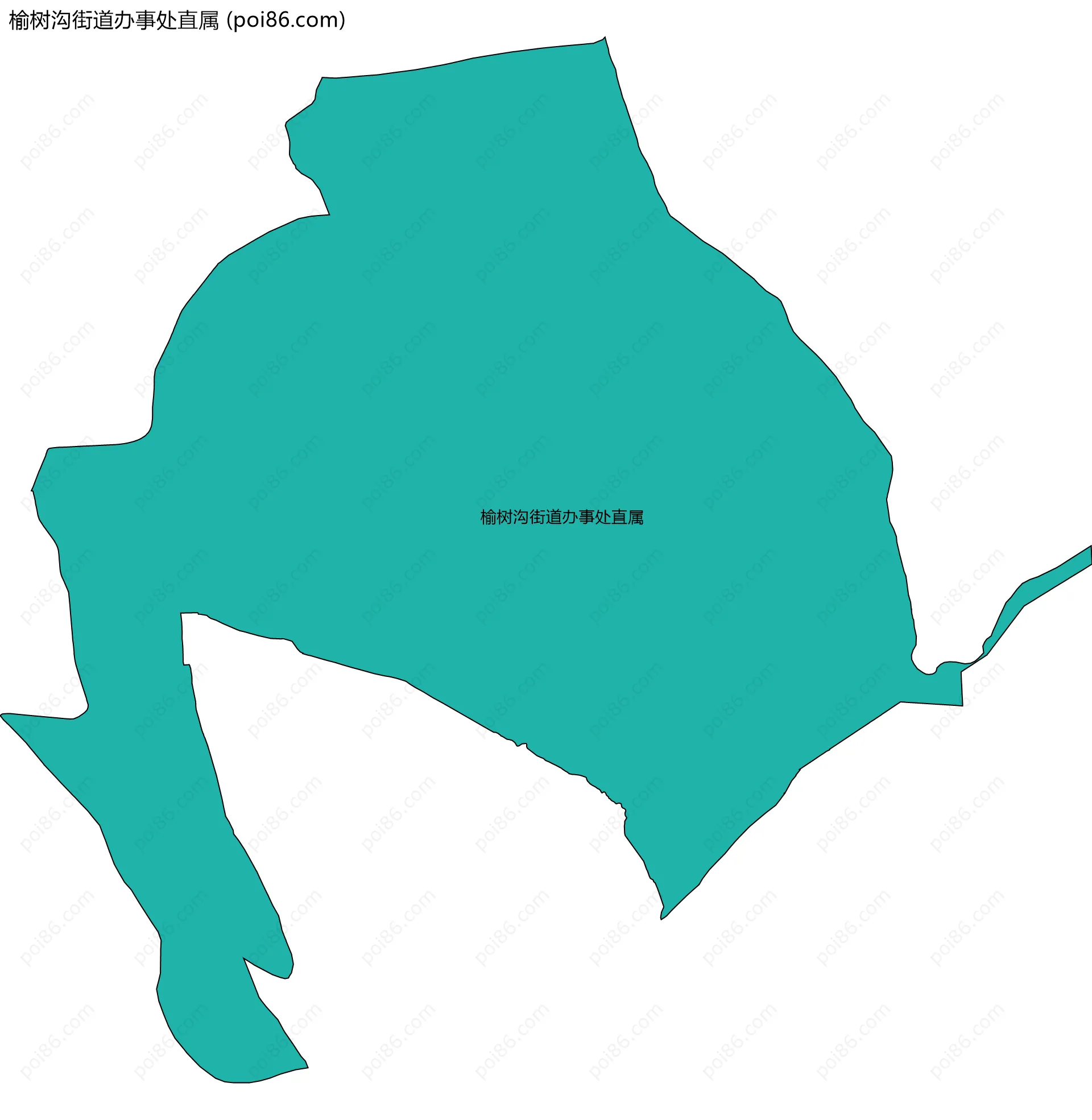 榆树沟街道办事处直属边界地图