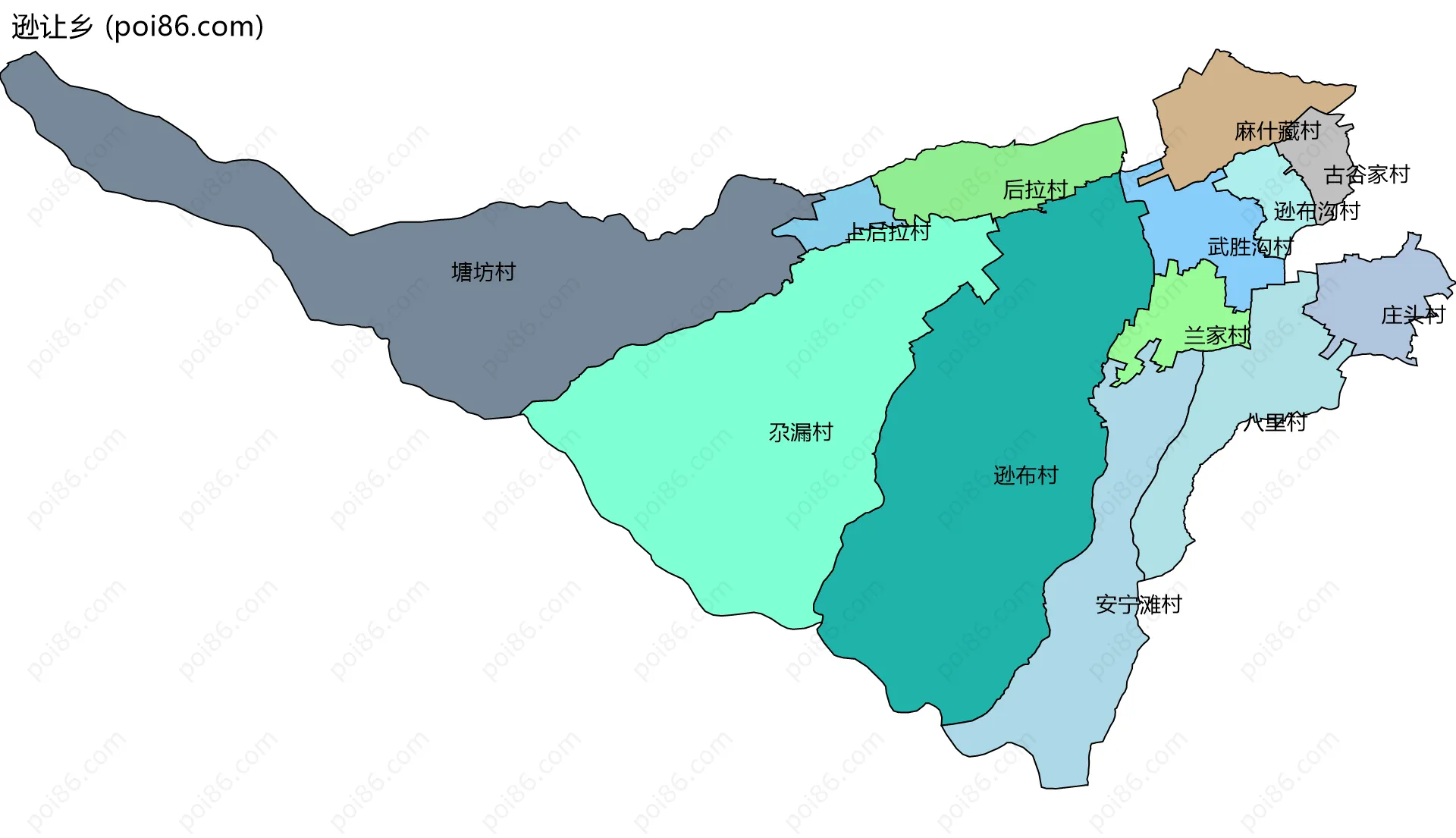 逊让乡边界地图(五级行政区划)